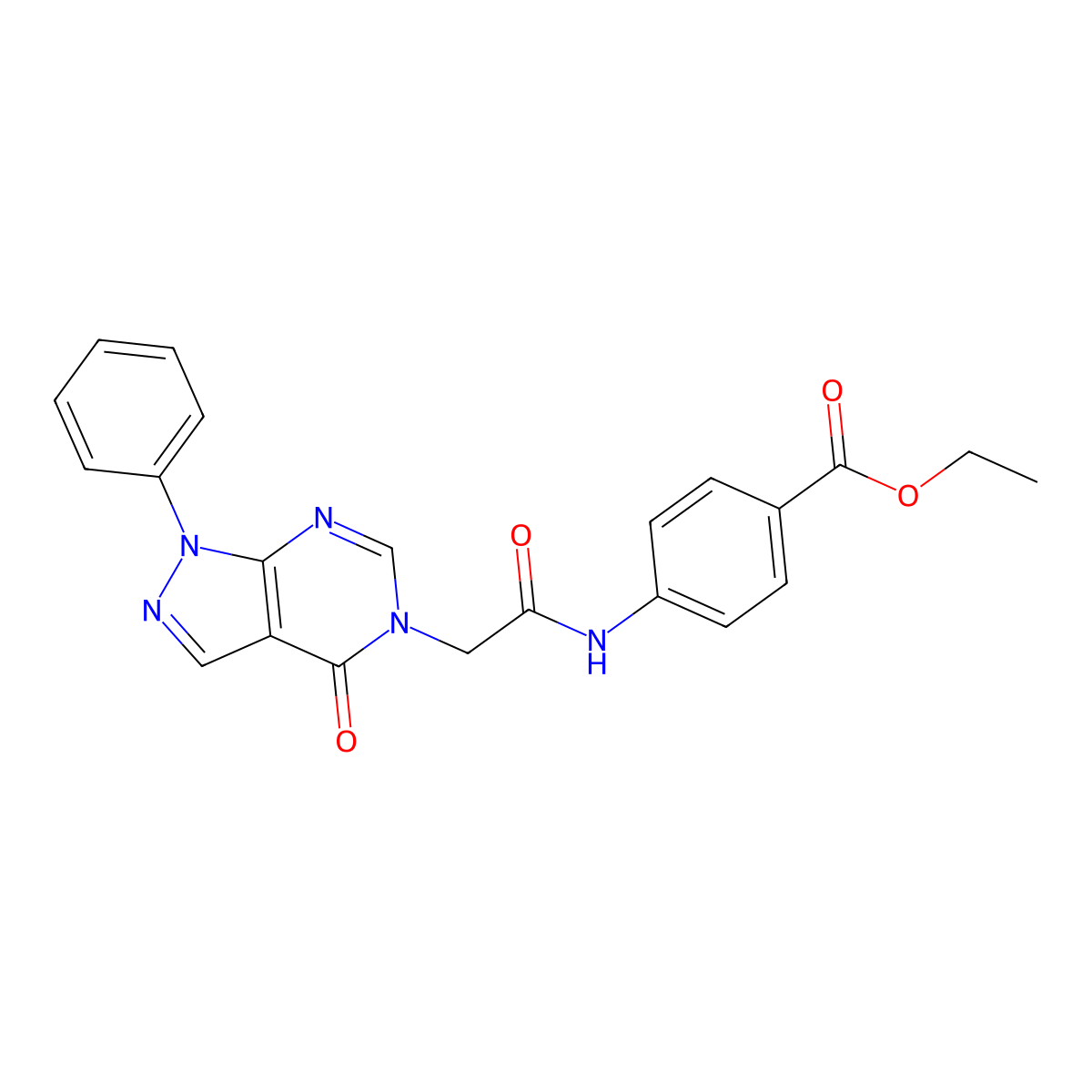 ethyl 4-(2-(4-oxo-1-phenyl-1H-pyrazolo[3,4-d]pyrimidin-5(4H)-yl)acetamido)benzoate molecular structure, CAS 656831-82-2