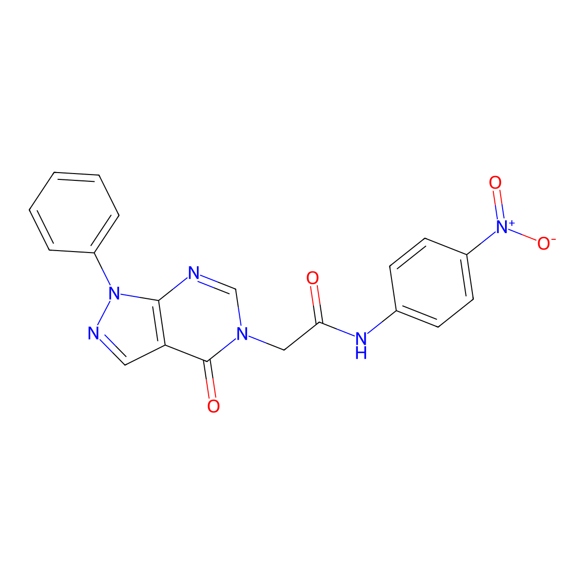 N-(4-nitrophenyl)-2-(4-oxo-1-phenylpyrazolo[3,4-d]pyrimidin-5-yl)acetamide molecular structure, CAS 656831-85-5