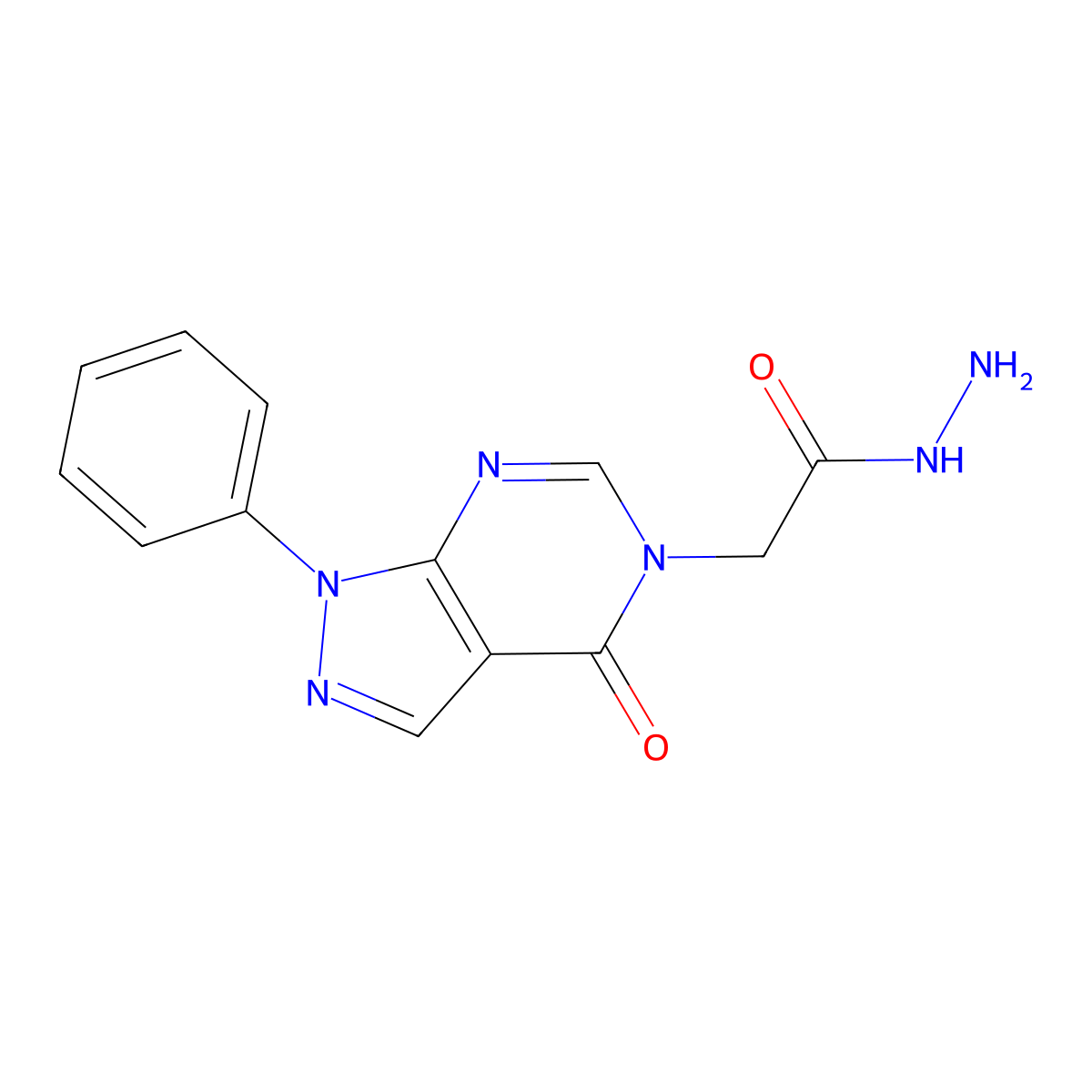 2-(4-oxo-1-phenyl-1,4-dihydro-5H-pyrazolo[3,4-d]pyrimidin-5-yl)acetohydrazide molecular structure, CAS 656831-86-6