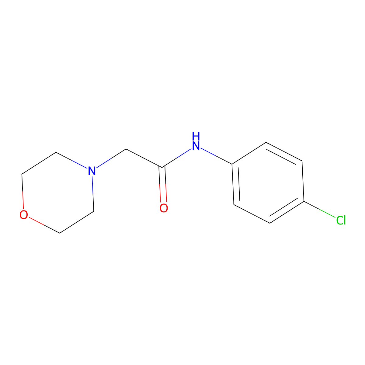 4-Morpholineacetamide, N-(4-chlorophenyl)- molecular structure, CAS 65685-00-9