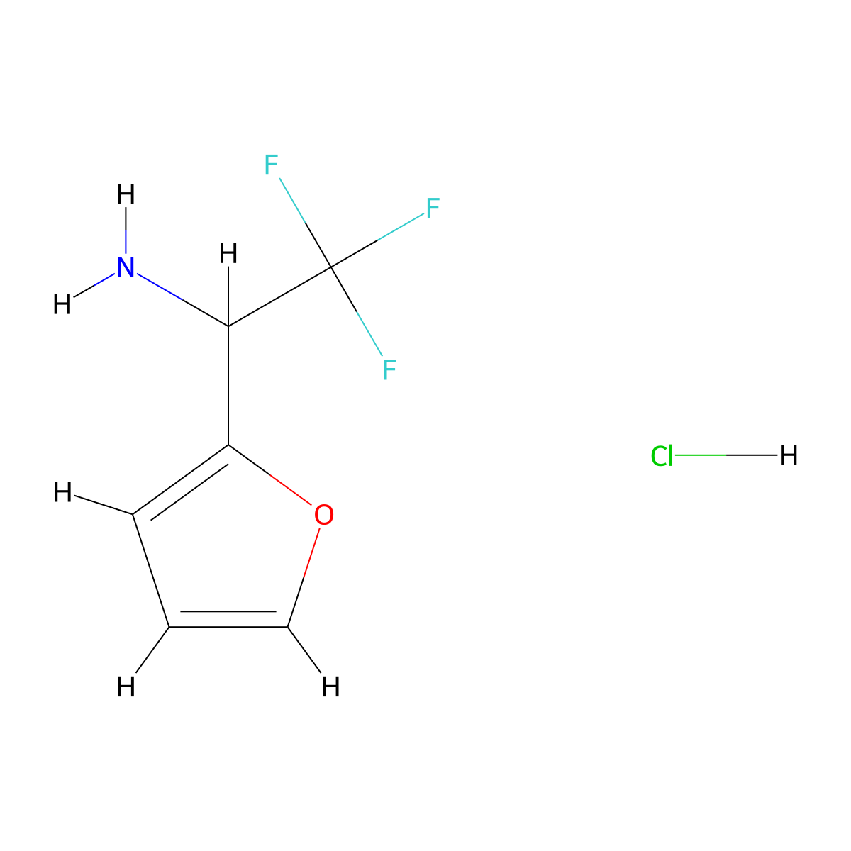 2,2,2-Trifluoro-1-(furan-2-yl)ethan-1-amine hydrochloride molecular structure, CAS 65686-91-1