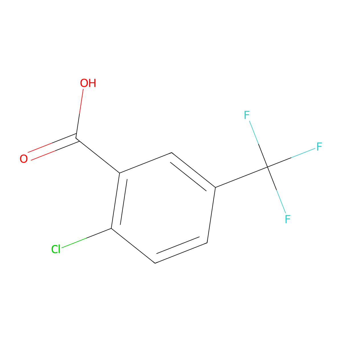2-Chloro-5-(trifluoromethyl)benzoic acid molecular structure, CAS 657-06-7