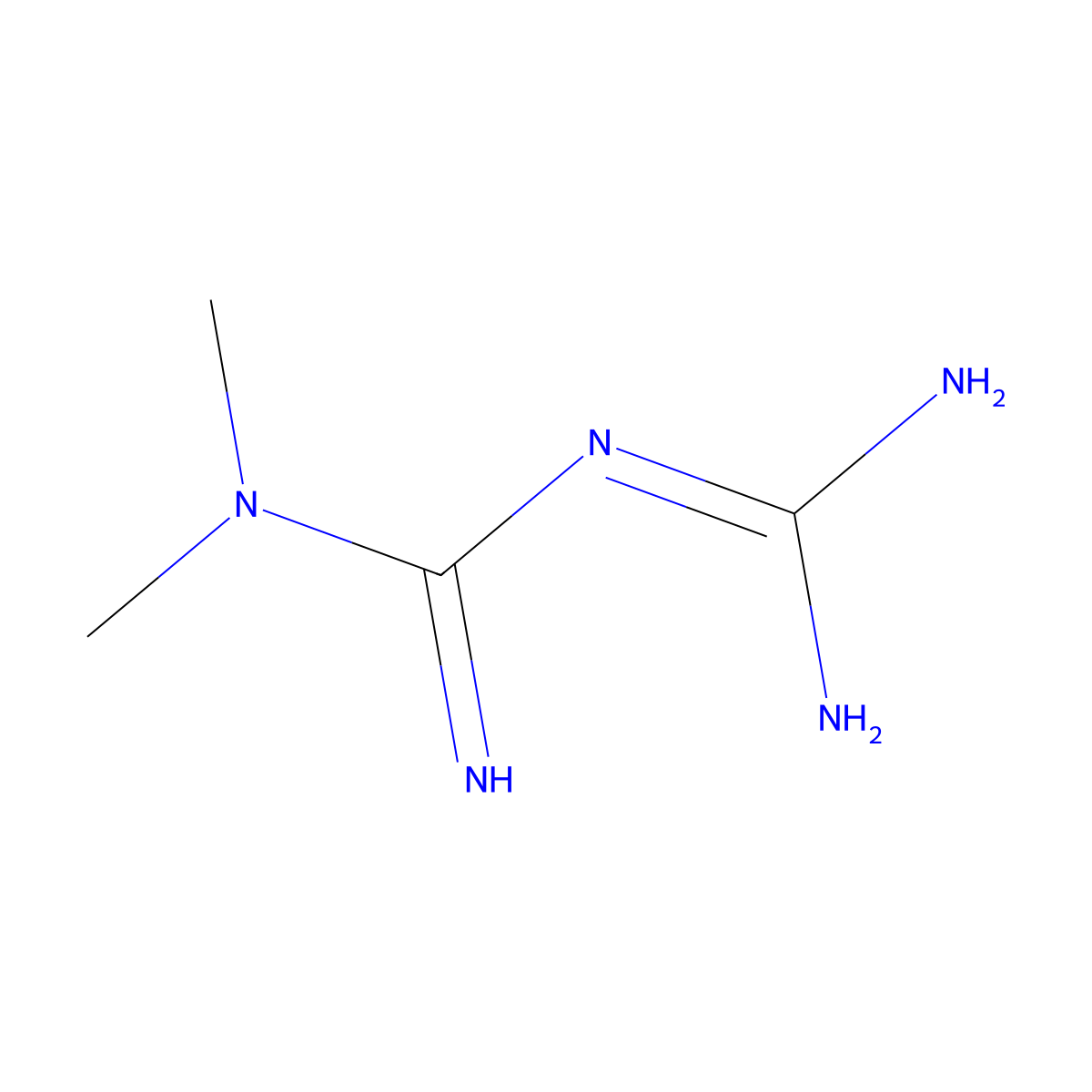 Metformin molecular structure, CAS 657-24-9