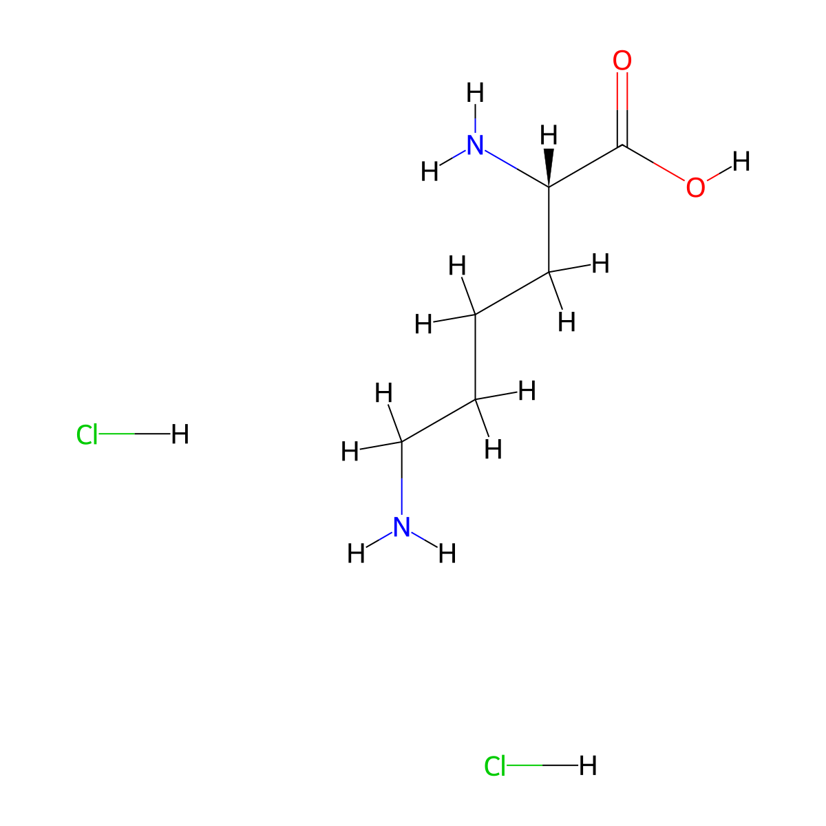 Lysine dihydrochloride molecular structure, CAS 657-26-1