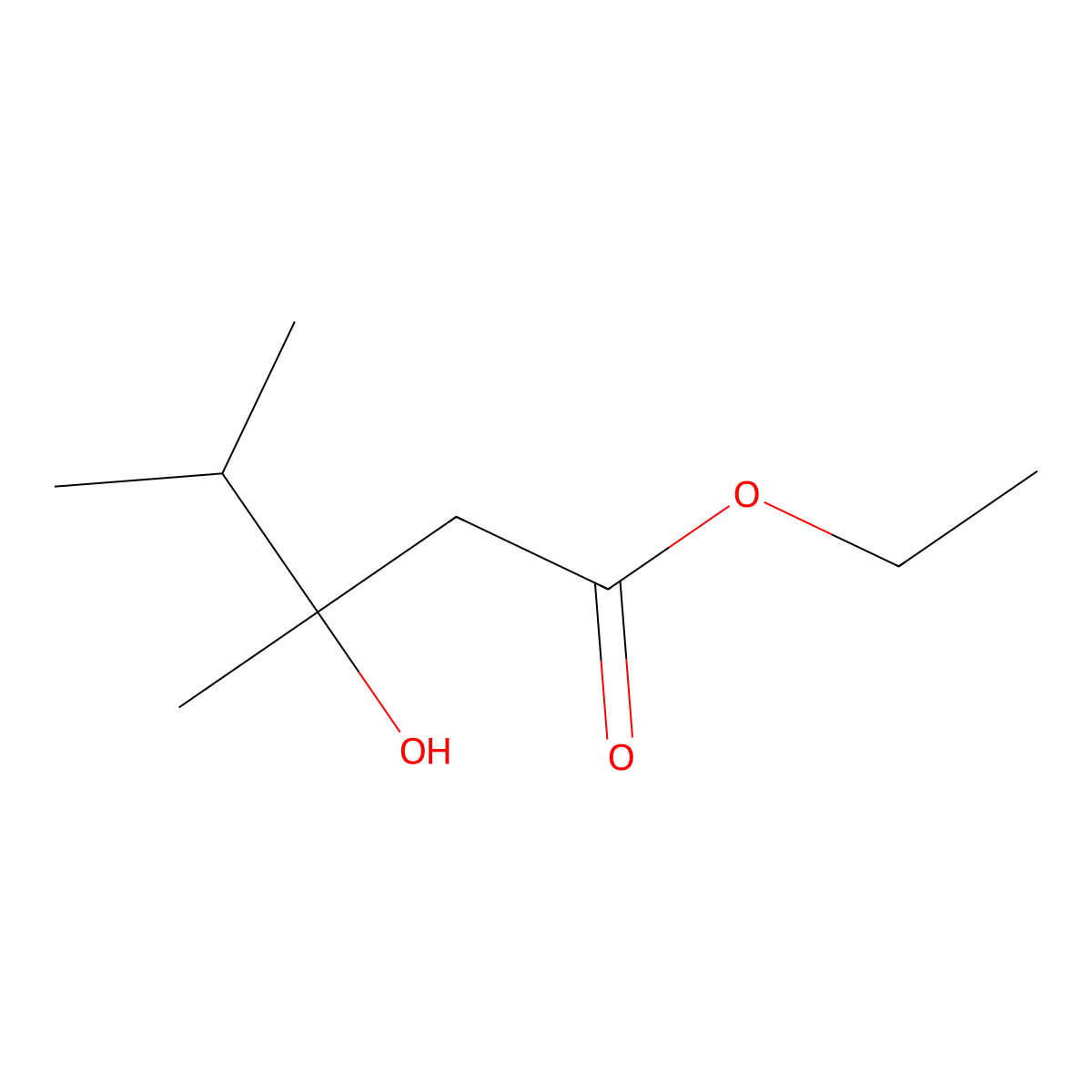 Ethyl 3-hydroxy-3,4-dimethylpentanoate molecular structure, CAS 6570-77-0