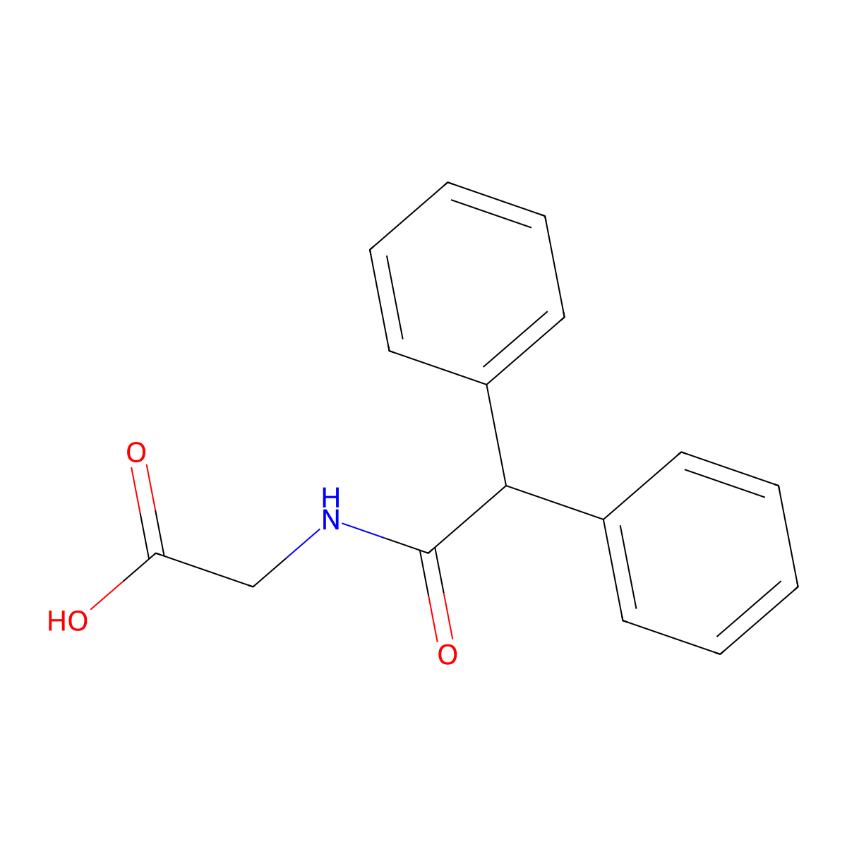 N-Diphenylacetylglycine molecular structure, CAS 65707-74-6