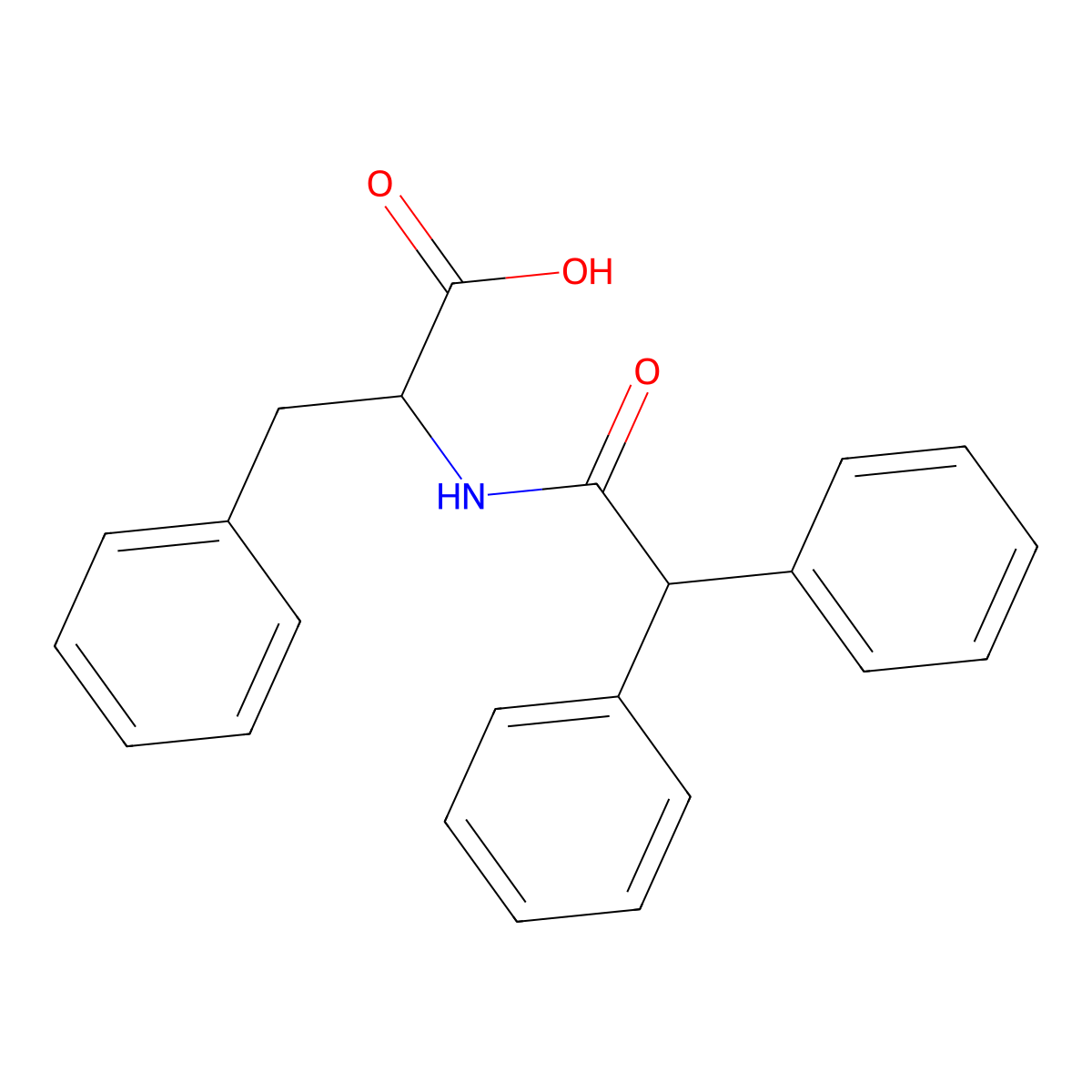 2-(2,2-Diphenylacetamido)-3-phenylpropanoic acid molecular structure, CAS 65707-83-7