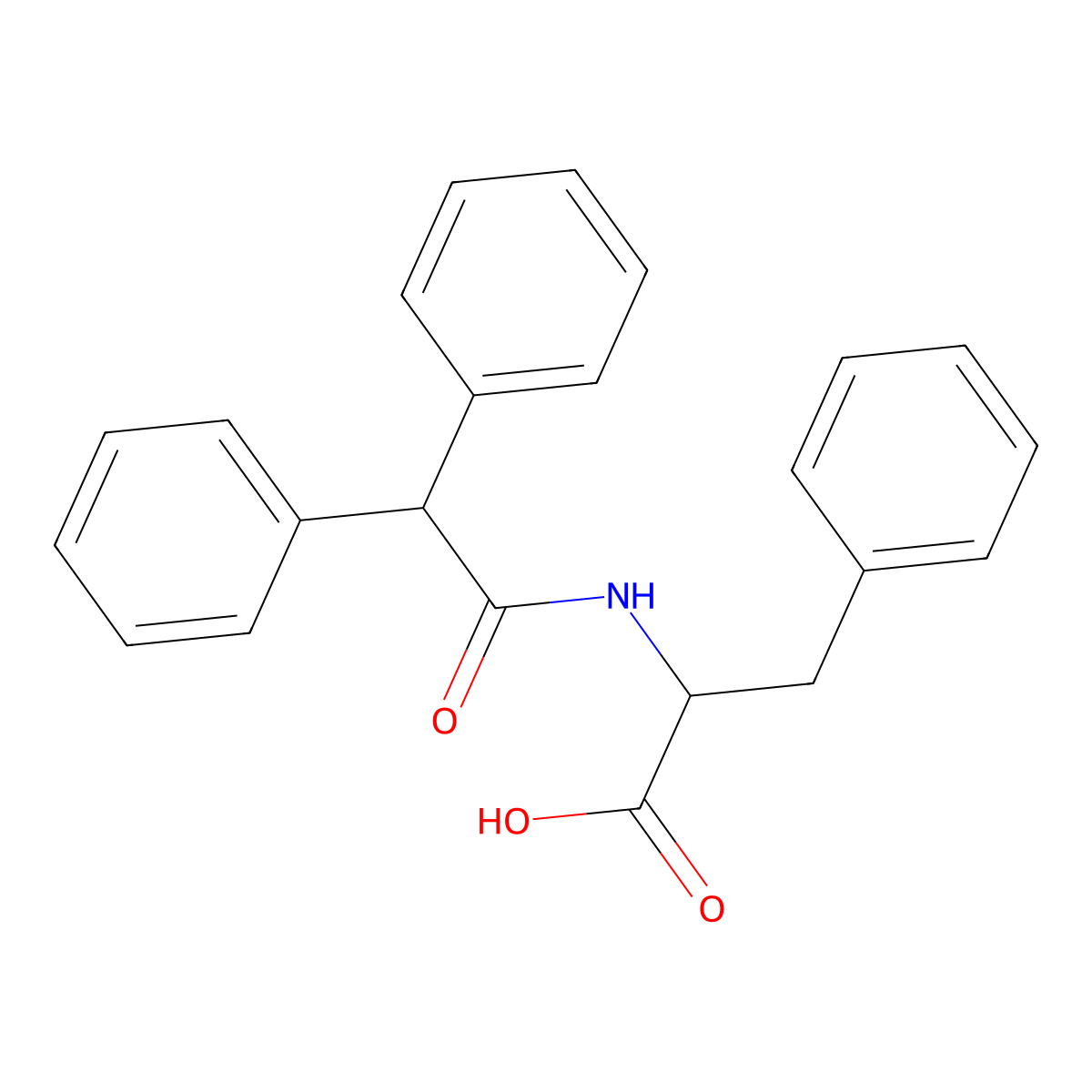 2-(2,2-Diphenylacetamido)-3-phenylpropanoic acid molecular structure, CAS 65707-83-7