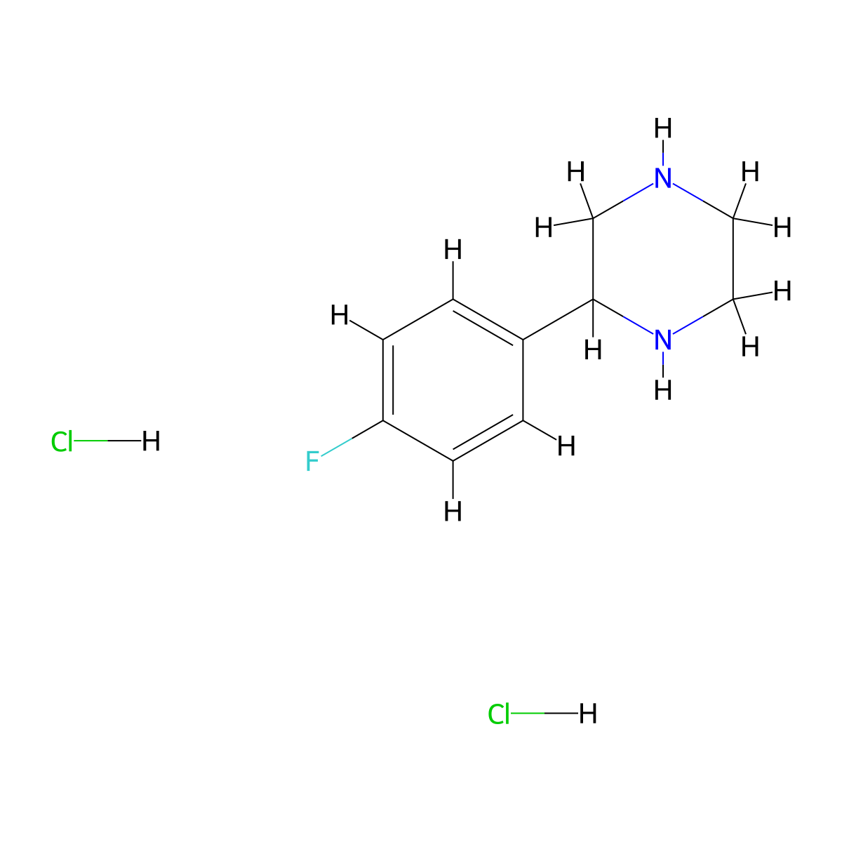 2-(4-Fluorophenyl)piperazine dihydrochloride molecular structure, CAS 65709-34-4
