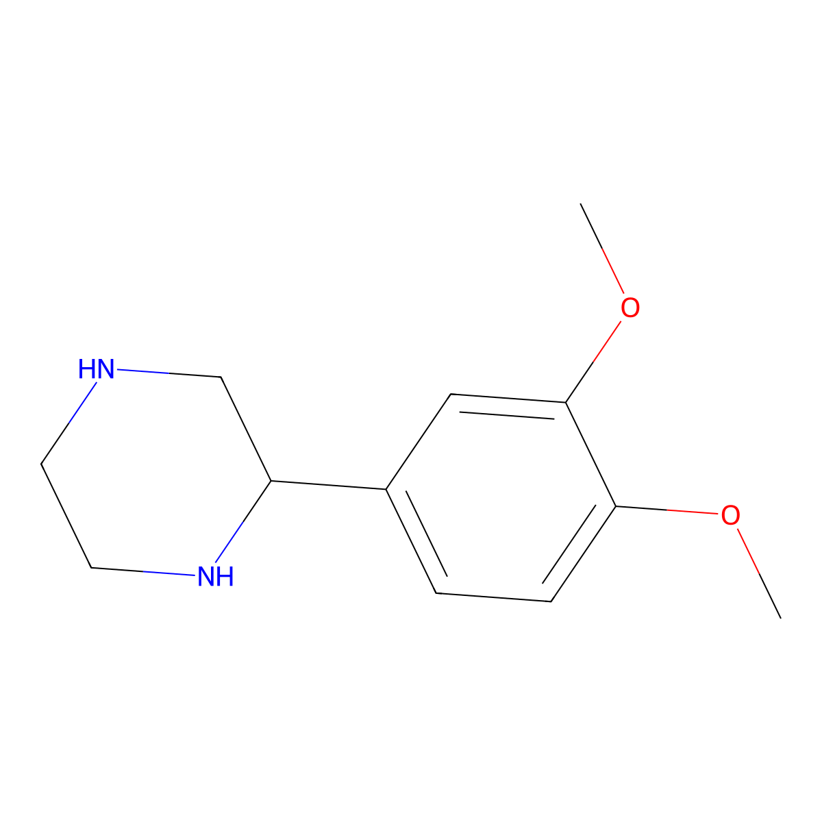 2-(3,4-Dimethoxyphenyl)piperazine molecular structure, CAS 65709-39-9