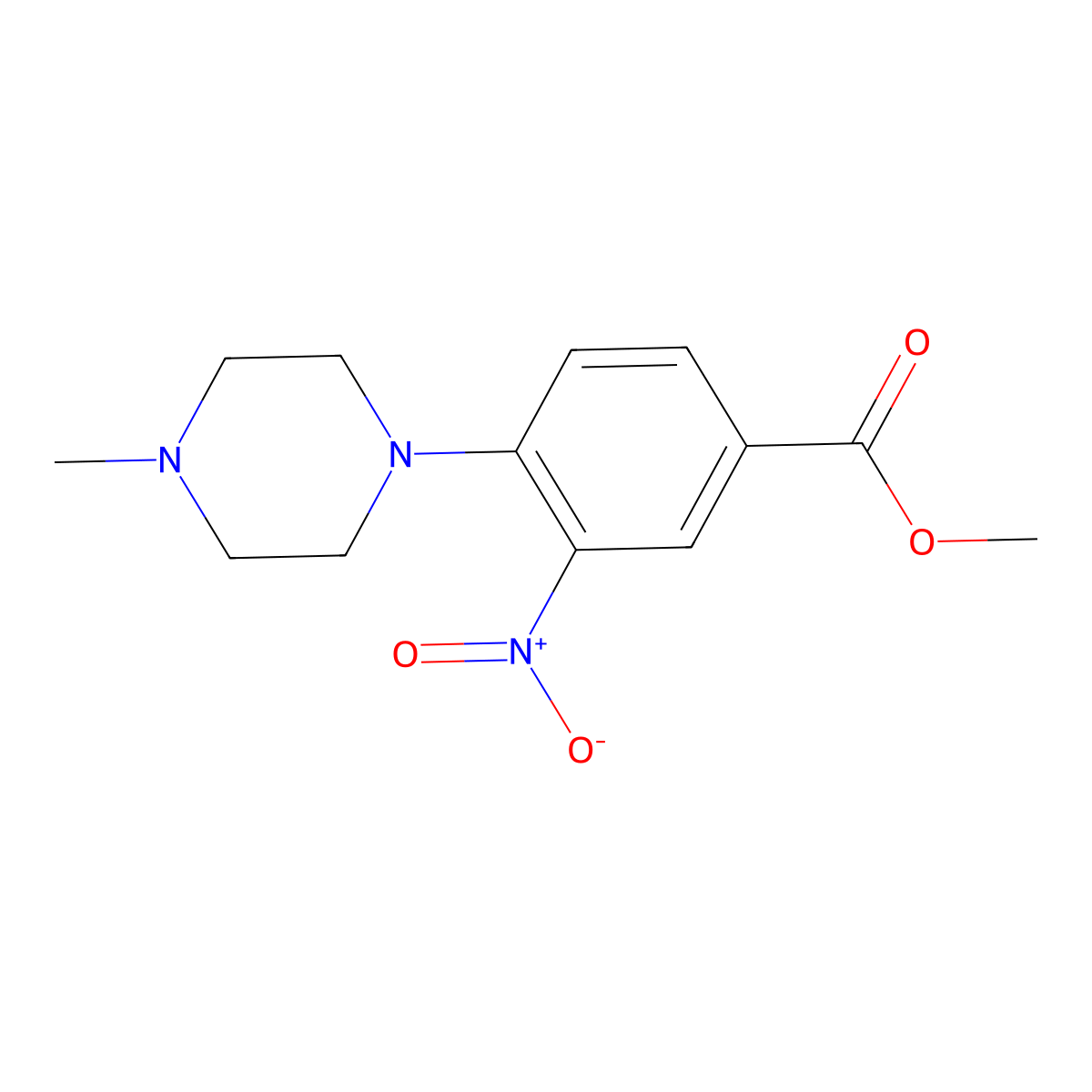 Methyl 4-(4-methylpiperazin-1-yl)-3-nitrobenzoate molecular structure, CAS 65715-48-2