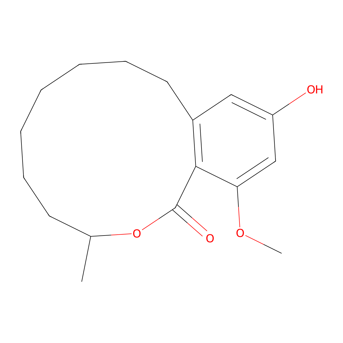 2-Hydroxy-4-methoxy-7-methyl-7,8,9,10,11,12,13,14-octahydro-6-oxabenzocyclododecen-5-one molecular structure, CAS 65716-53-2
