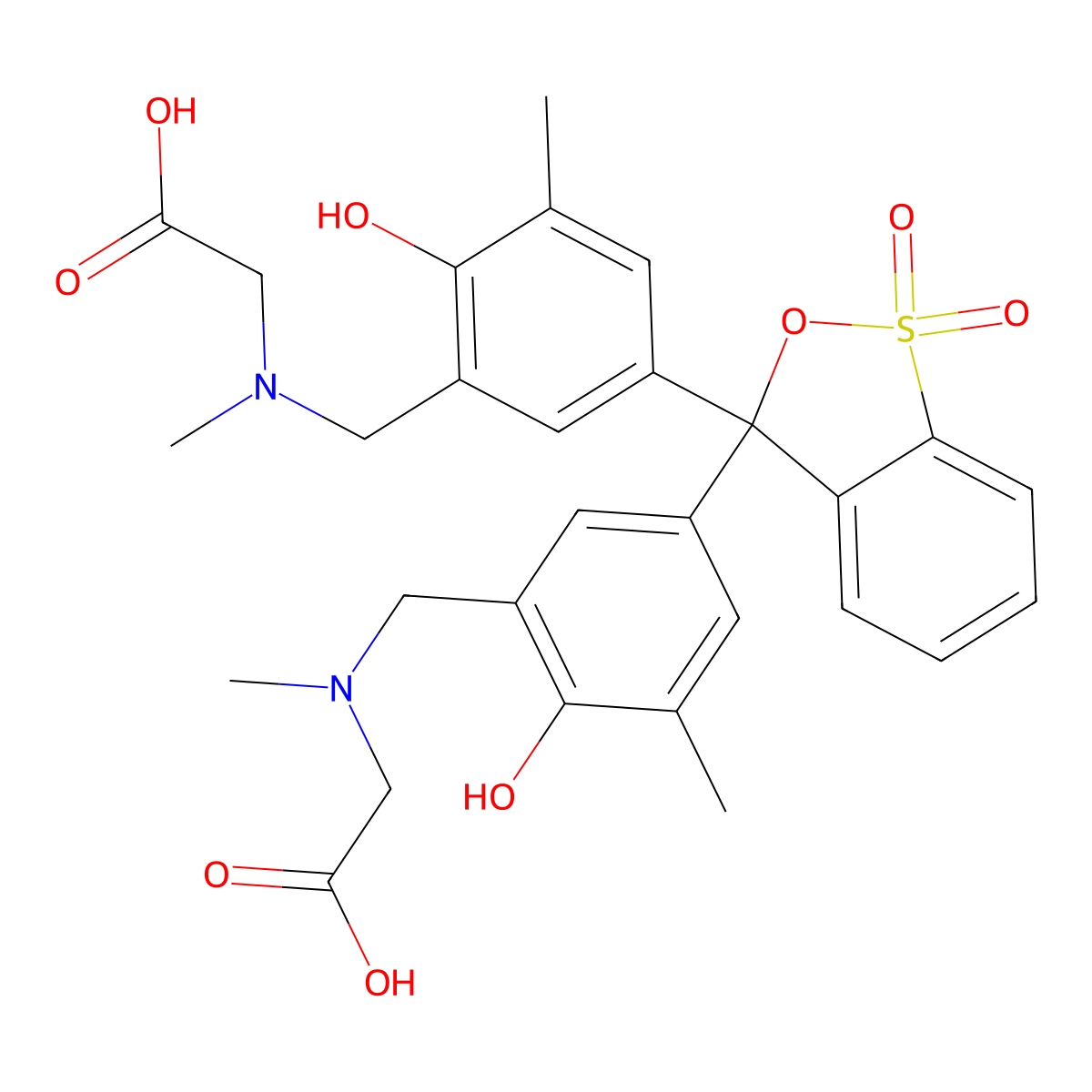 N,N'-((1,1-Dioxido-3H-2,1-benzoxathiol-3-ylidene)bis((6-hydroxy-5-methyl-3,1-phenylene)methylene))bis(N-methylglycine) molecular structure, CAS 65720-39-0