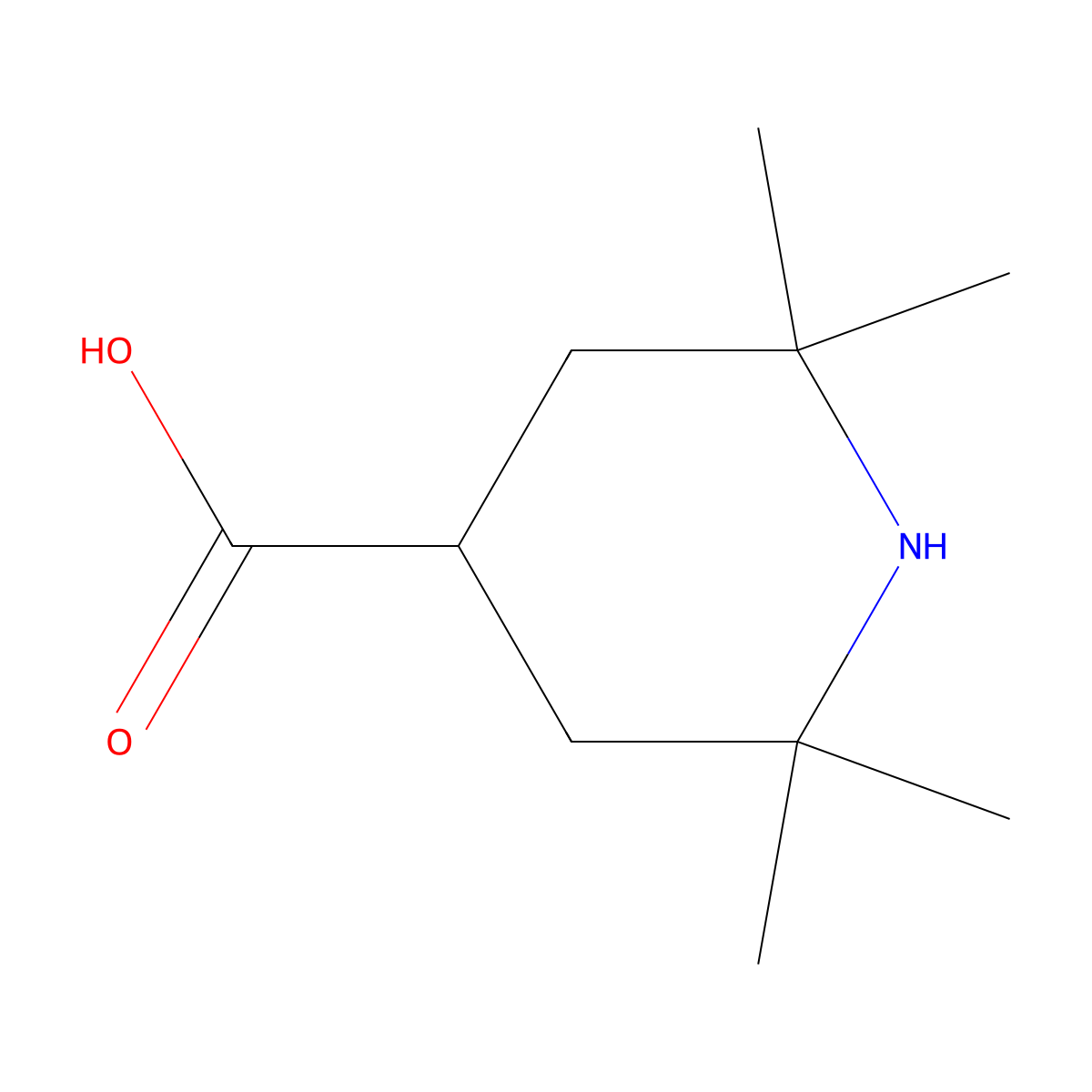 4-Piperidinecarboxylic acid, 2,2,6,6-tetramethyl- molecular structure, CAS 65728-19-0