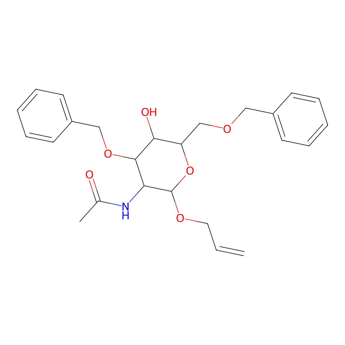 N-[(2R,4R,5S)-5-hydroxy-4-phenylmethoxy-6-(phenylmethoxymethyl)-2-prop-2-enoxyoxan-3-yl]acetamide molecular structure, CAS 65730-02-1