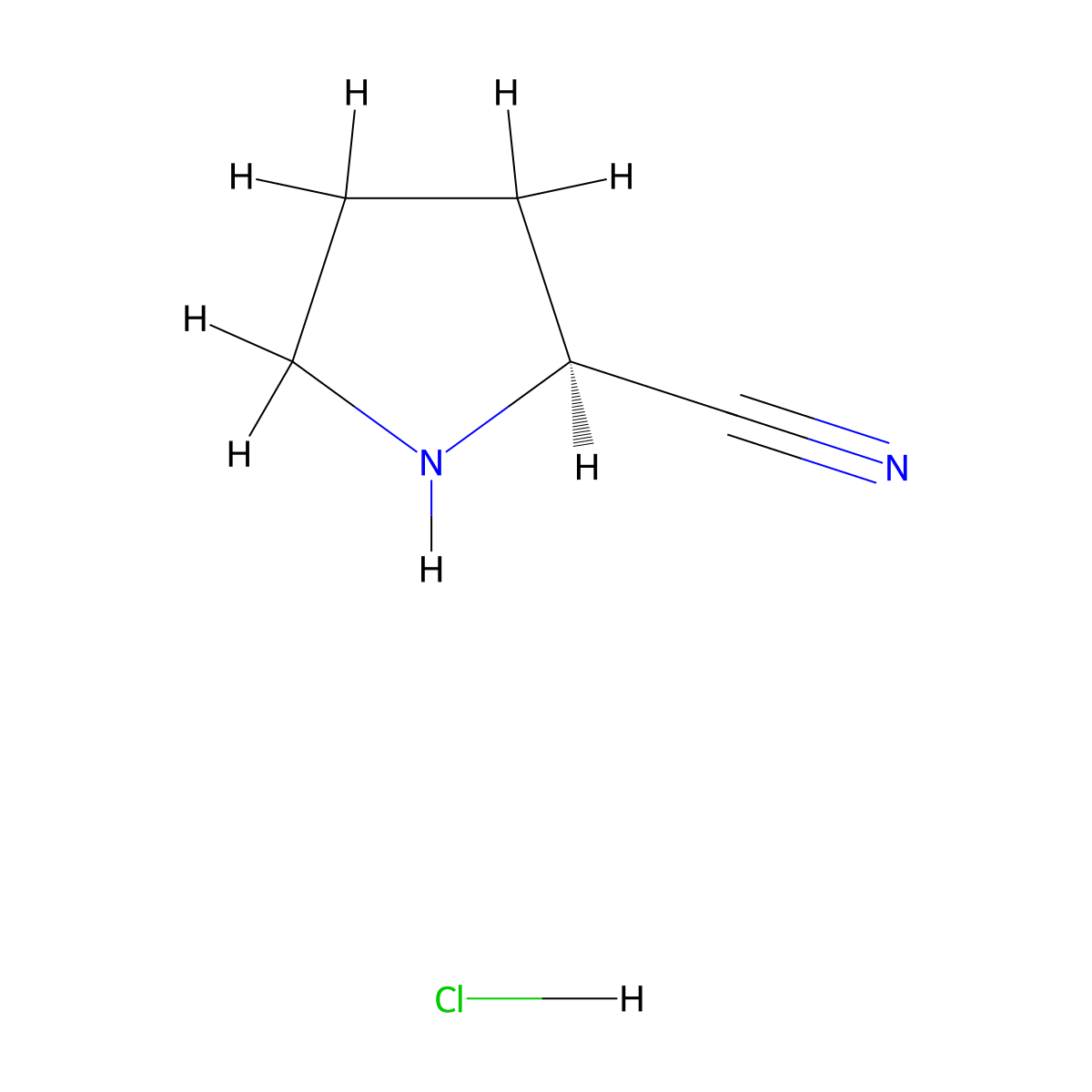 (2S)-Pyrrolidine-2-carbonitrile hydrochloride molecular structure, CAS 65732-69-6