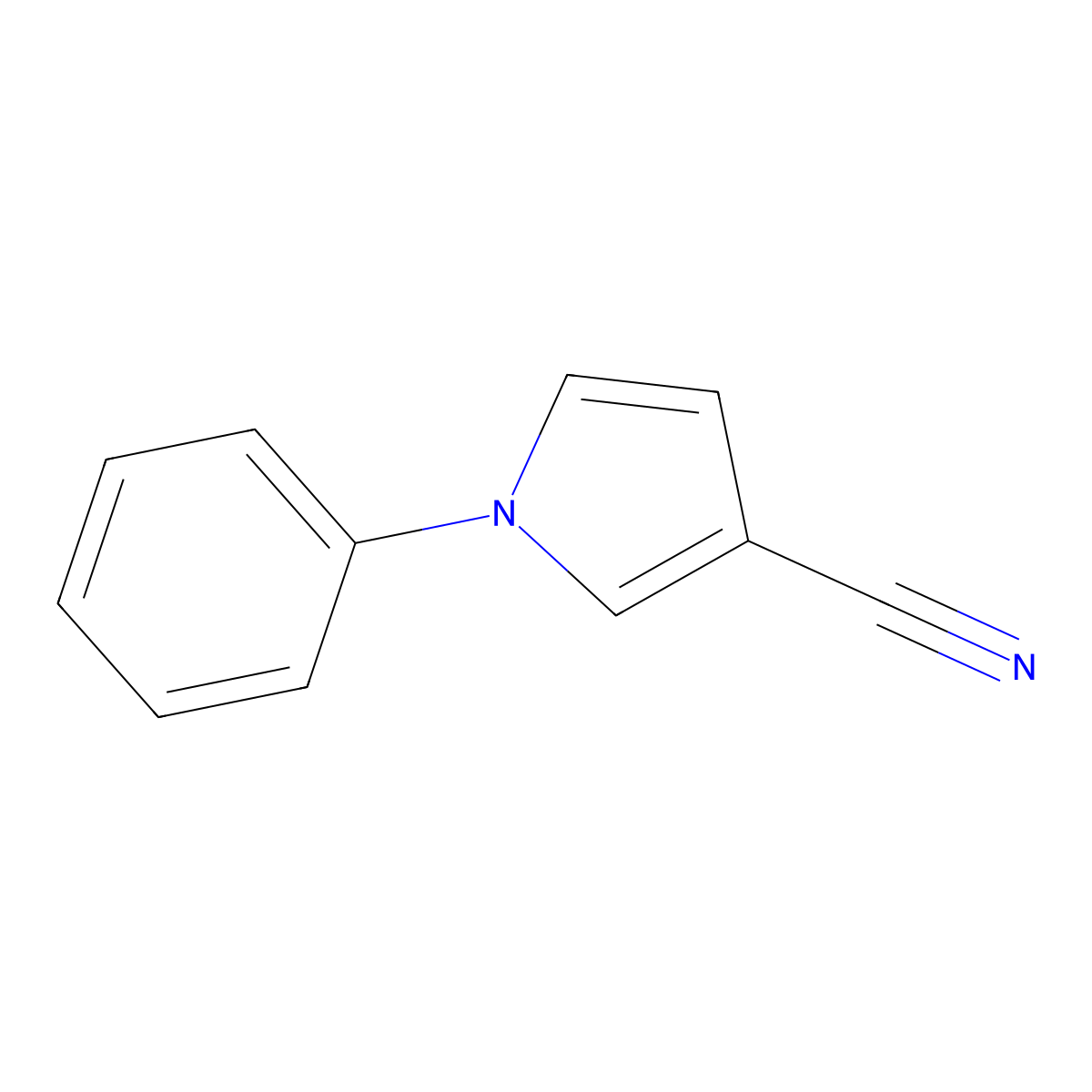 1-Phenyl-1H-pyrrole-3-carbonitrile molecular structure, CAS 65735-06-0