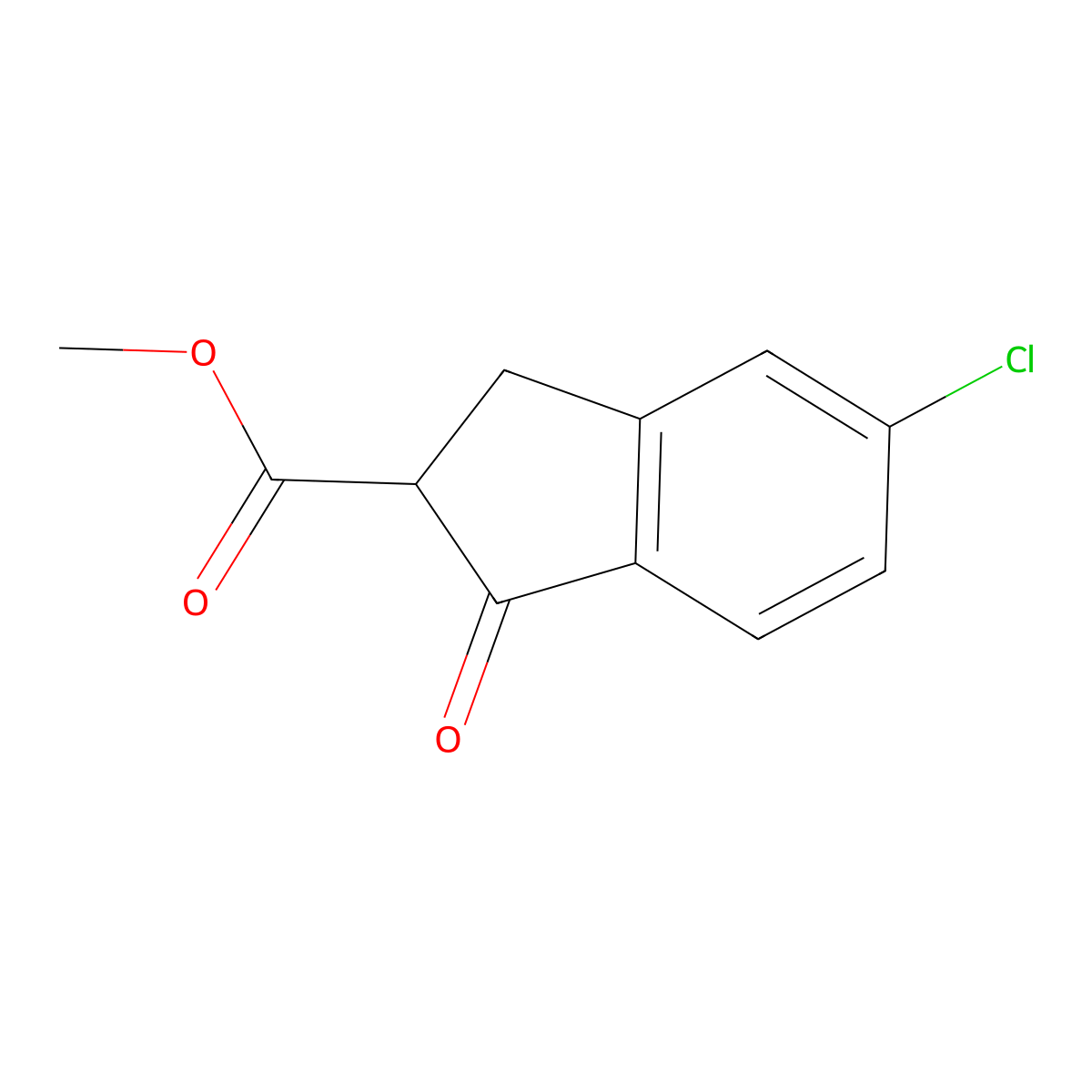 1H-Indene-2-carboxylic acid, 5-chloro-2,3-dihydro-1-oxo-, methyl ester molecular structure, CAS 65738-56-9