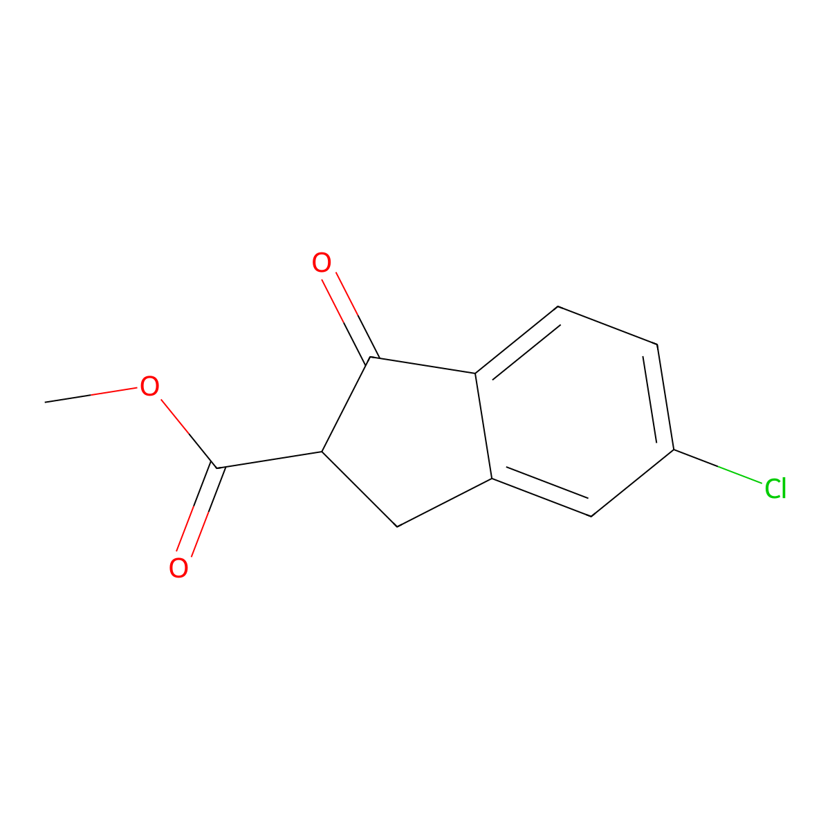 1H-Indene-2-carboxylic acid, 5-chloro-2,3-dihydro-1-oxo-, methyl ester molecular structure, CAS 65738-56-9