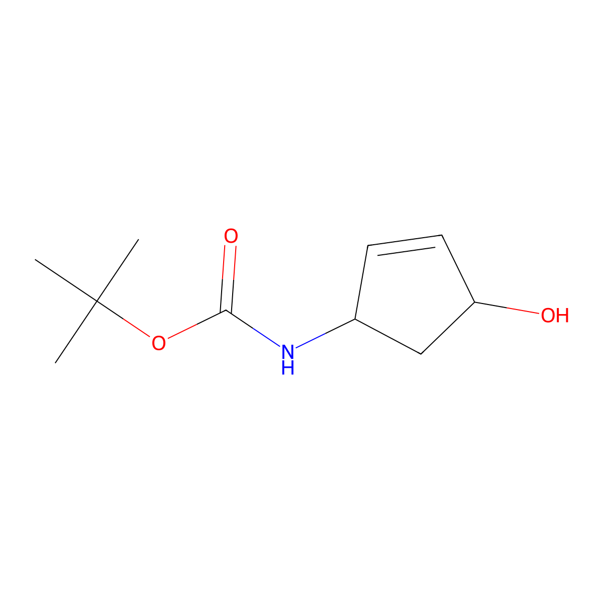 tert-butyl N-(4-hydroxycyclopent-2-en-1-yl)carbamate molecular structure, CAS 657396-96-8