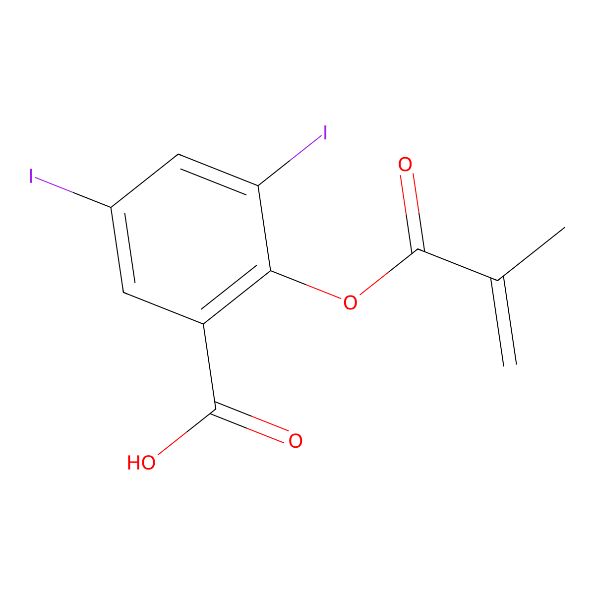 3,5-Diiodo-2-(methacryloyloxy)benzoic acid molecular structure, CAS 657401-22-4