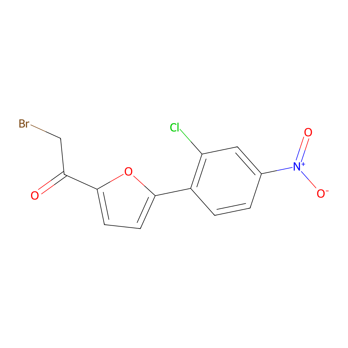 2-Bromo-1-[5-(2-chloro-4-nitro-phenyl)-furan-2-yl]-ethanone molecular structure, CAS 657405-46-4