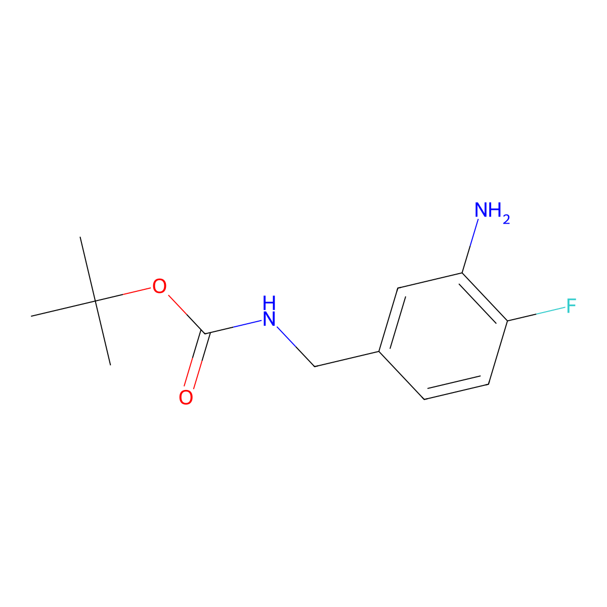 Tert-butyl 3-amino-4-fluorobenzylcarbamate molecular structure, CAS 657409-24-0
