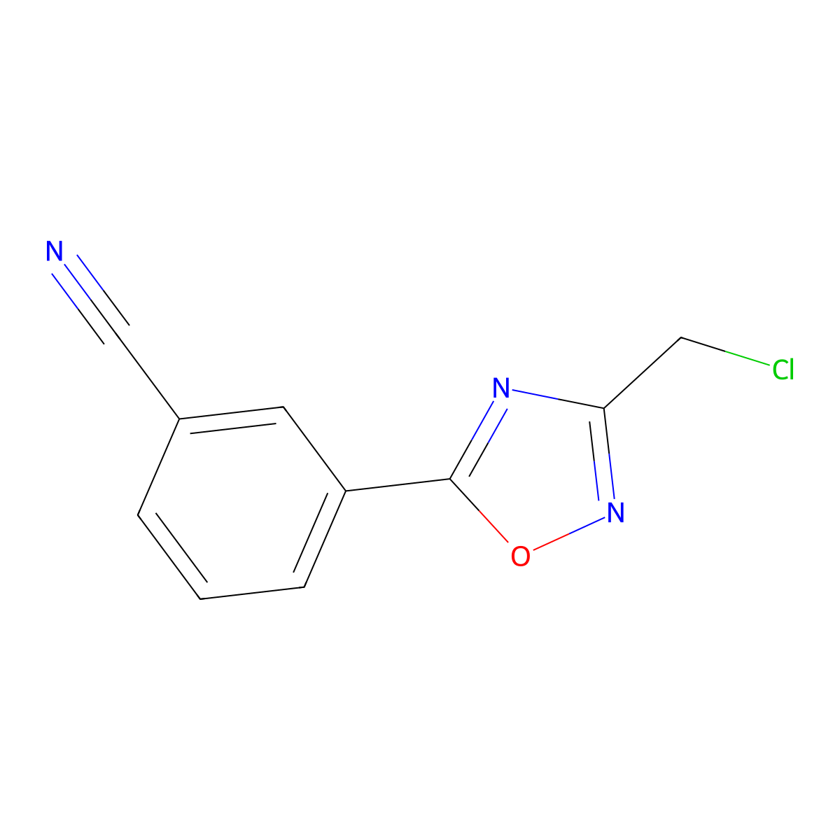 3-(3-(Chloromethyl)-1,2,4-oxadiazol-5-yl)benzonitrile molecular structure, CAS 657423-53-5