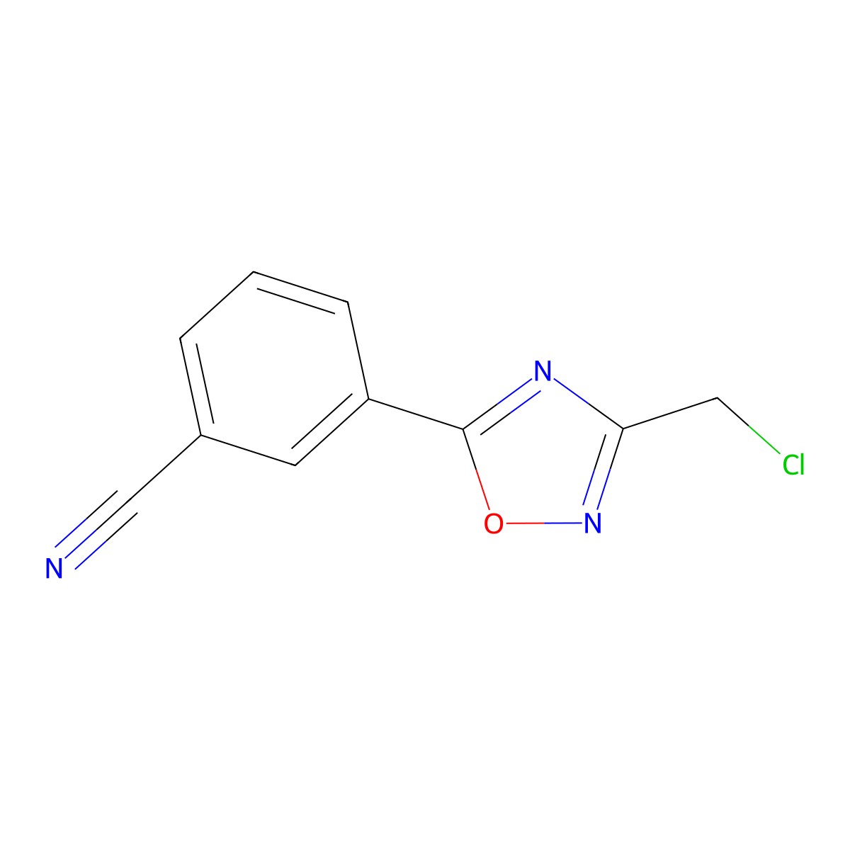 3-(3-(Chloromethyl)-1,2,4-oxadiazol-5-yl)benzonitrile molecular structure, CAS 657423-53-5