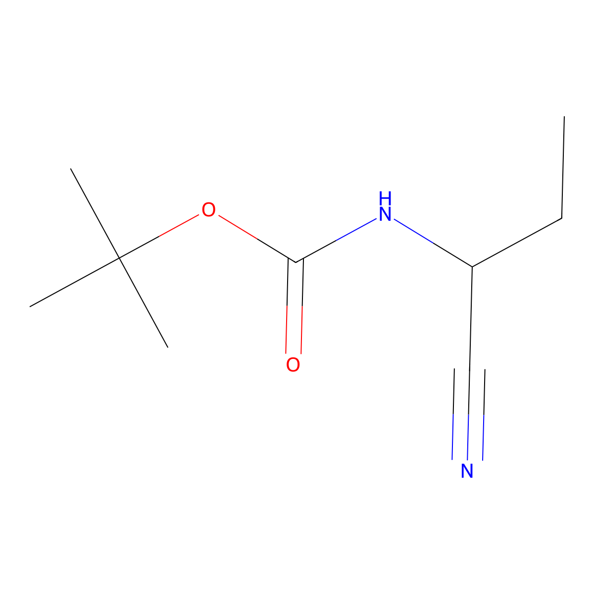 tert-butyl N-(1-cyanopropyl)carbamate molecular structure, CAS 657424-07-2