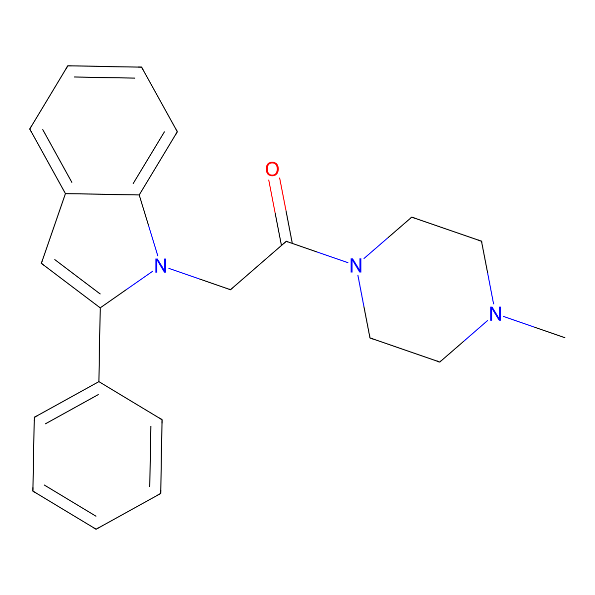 1-(4-methylpiperazin-1-yl)-2-(2-phenyl-1H-indol-1-yl)ethanone molecular structure, CAS 65746-61-4