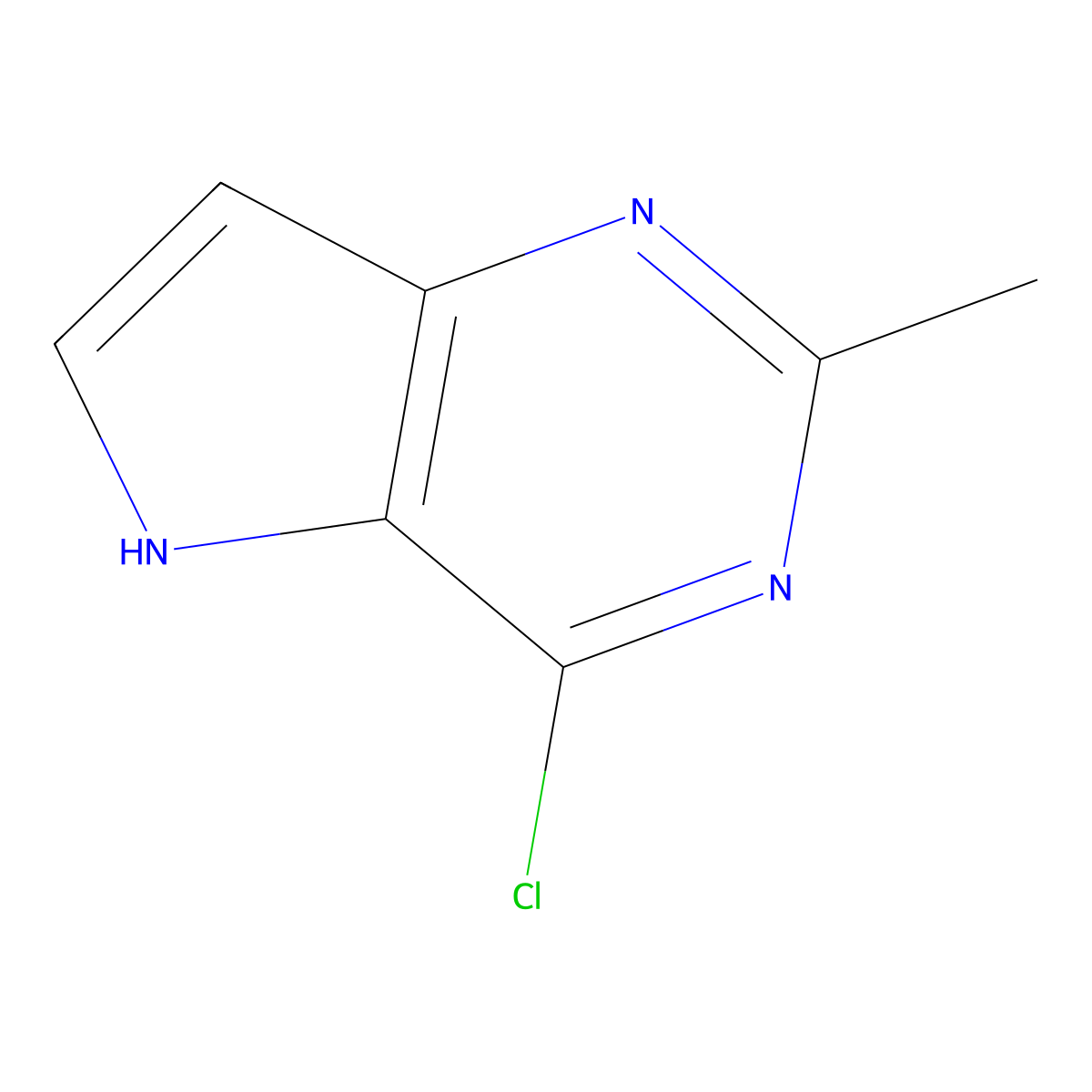 4-Chloro-2-methyl-5H-pyrrolo[3,2-d]pyrimidine molecular structure, CAS 65749-86-2