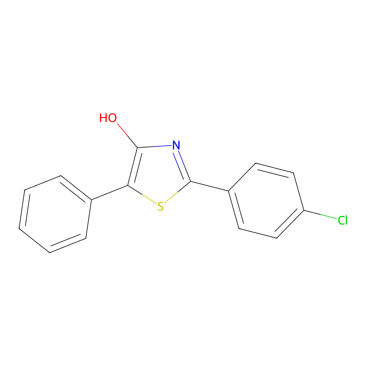 2-(4-Chlorophenyl)-5-phenyl-1,3-thiazol-4-ol molecular structure, CAS 65752-50-3