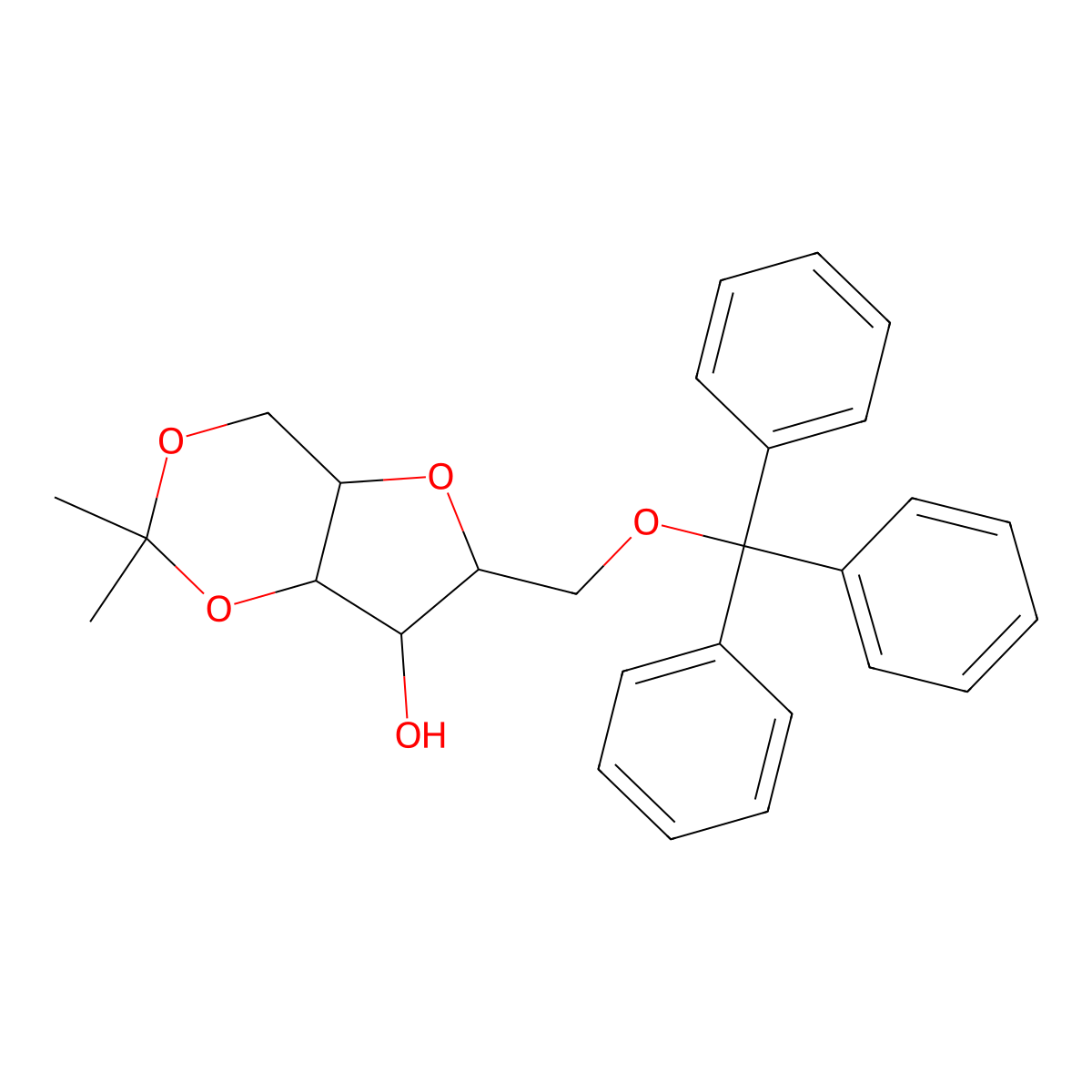 2,5-Anhydro-1,3-O-isopropylidene-6-O-trityl-D-glucitol molecular structure, CAS 65758-50-1