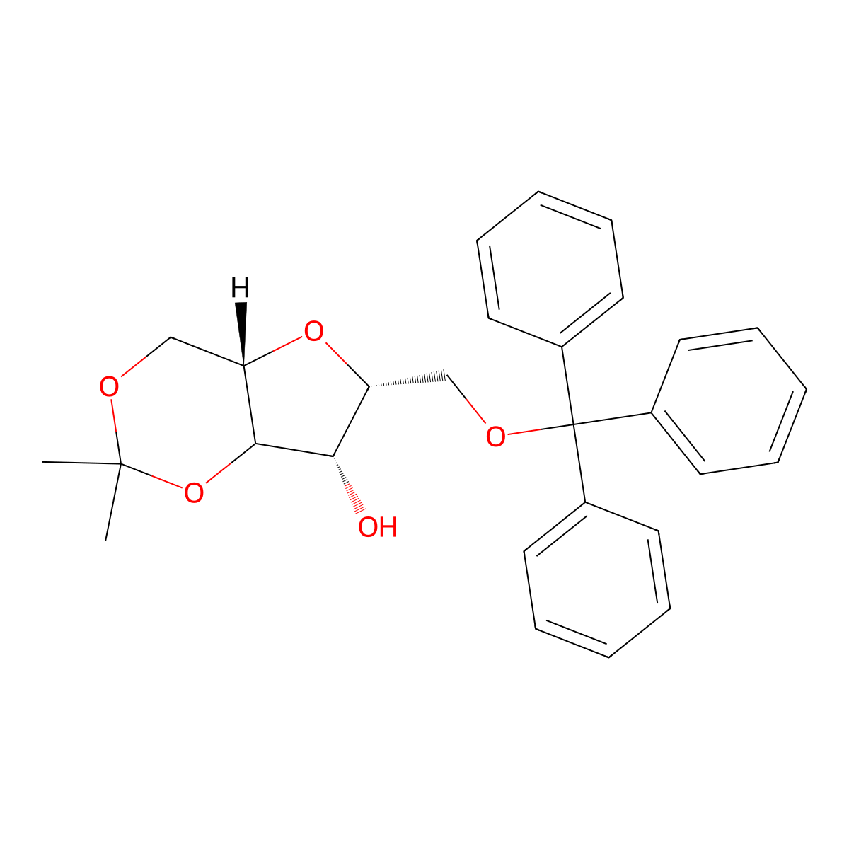 2,5-Anhydro-1,3-O-isopropylidene-6-O-trityl-D-glucitol molecular structure, CAS 65758-50-1