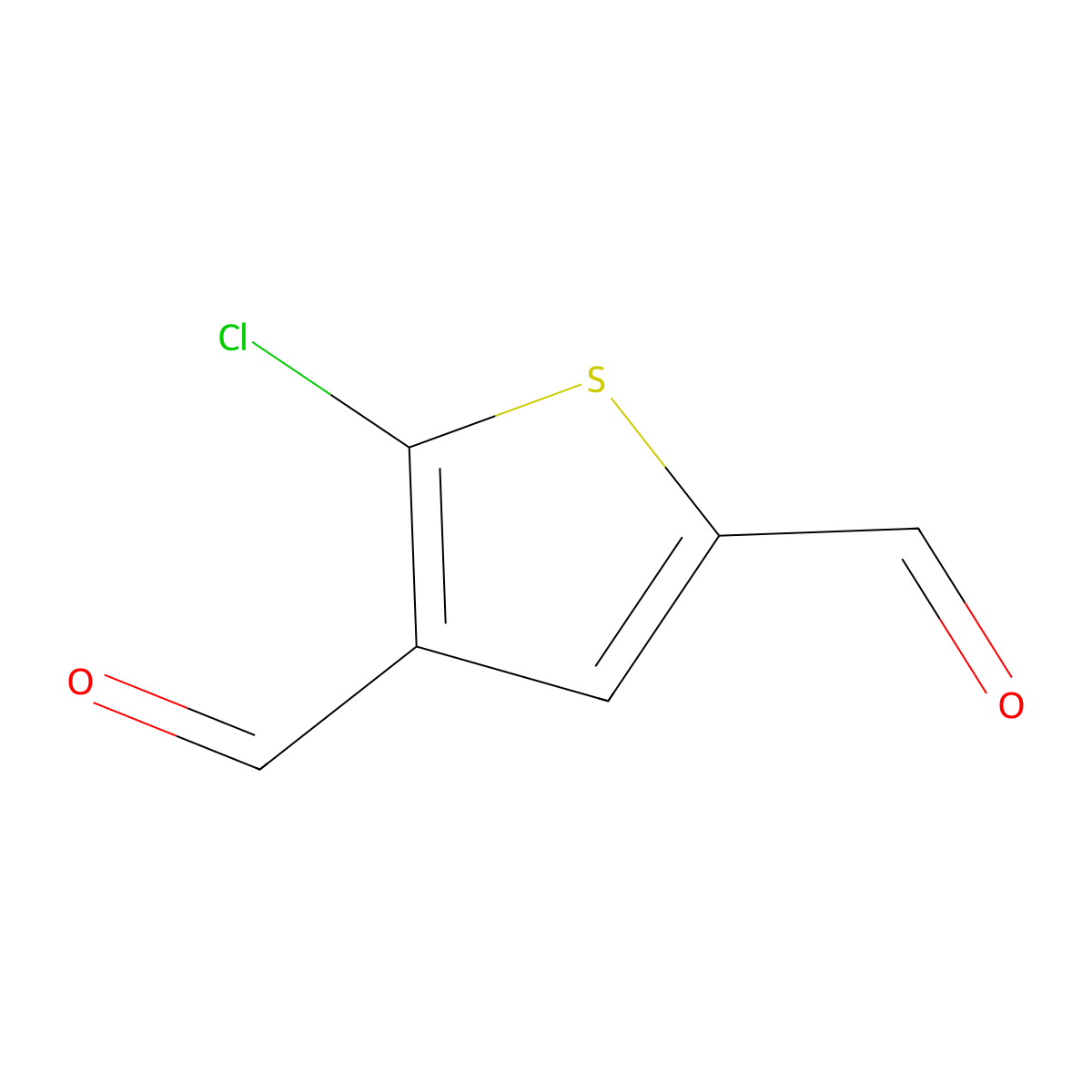 5-Chlorothiophene-2,4-dicarbaldehyde molecular structure, CAS 65762-93-8