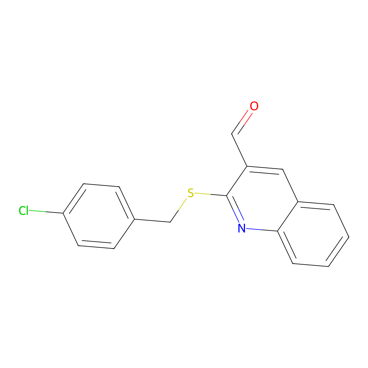 2-[(4-Chlorobenzyl)sulfanyl]-3-quinolinecarbaldehyde molecular structure, CAS 65764-05-8