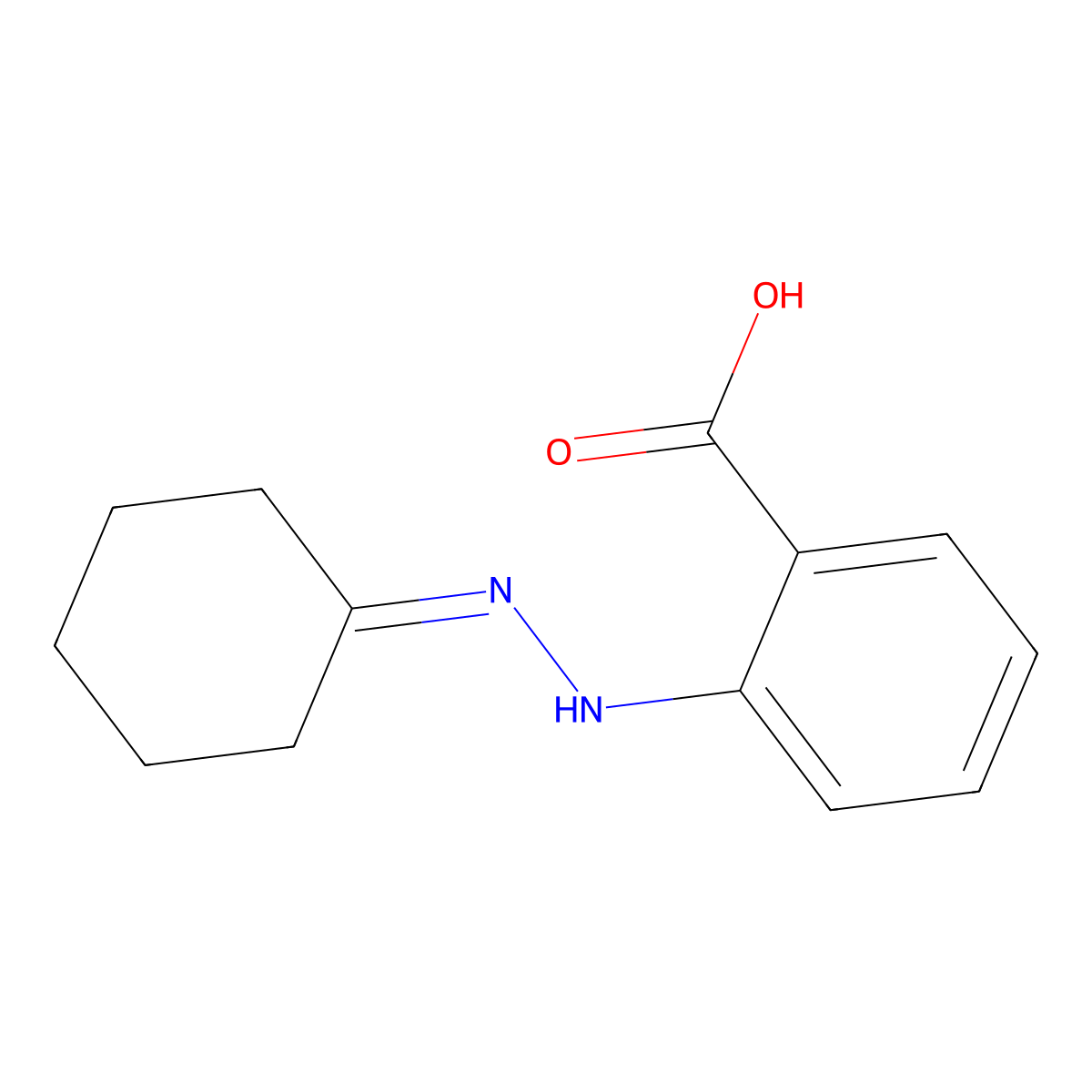 Benzoic acid, 2-(2-cyclohexylidenehydrazinyl)- molecular structure, CAS 65764-51-4