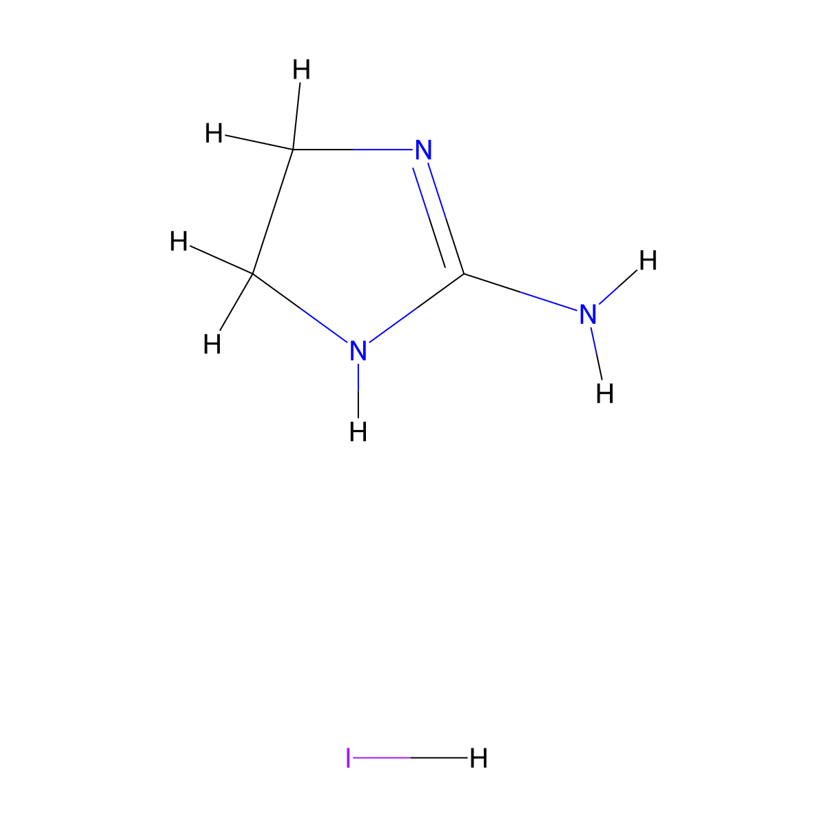 4,5-Dihydro-1H-imidazol-2-ylamine hydroiodide molecular structure, CAS 65767-07-9