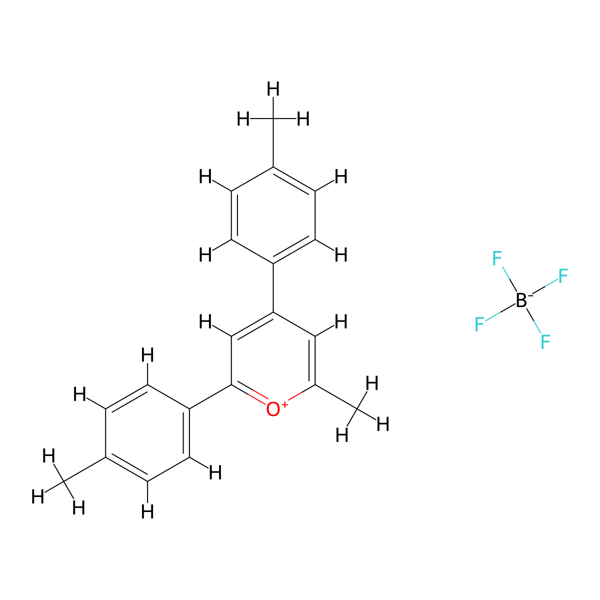 Pyrylium, 2-methyl-4,6-bis(4-methylphenyl)-, tetrafluoroborate(1-) (1:1) molecular structure, CAS 65776-60-5