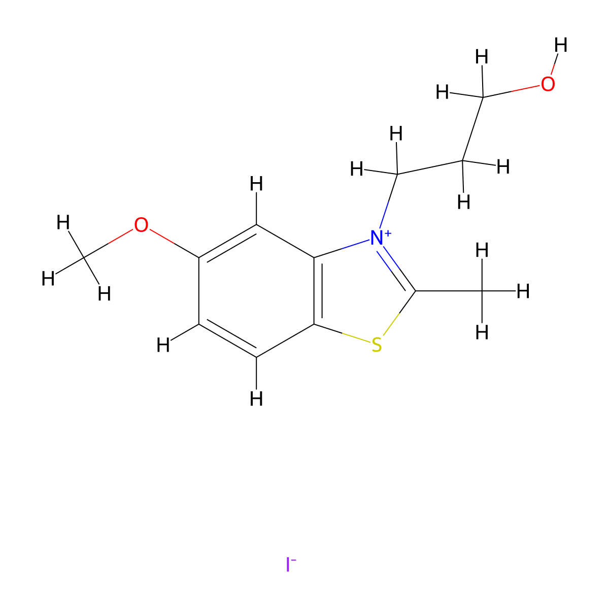 Benzothiazolium, 3-(3-hydroxypropyl)-5-methoxy-2-methyl-, iodide (1:1) molecular structure, CAS 65776-64-9