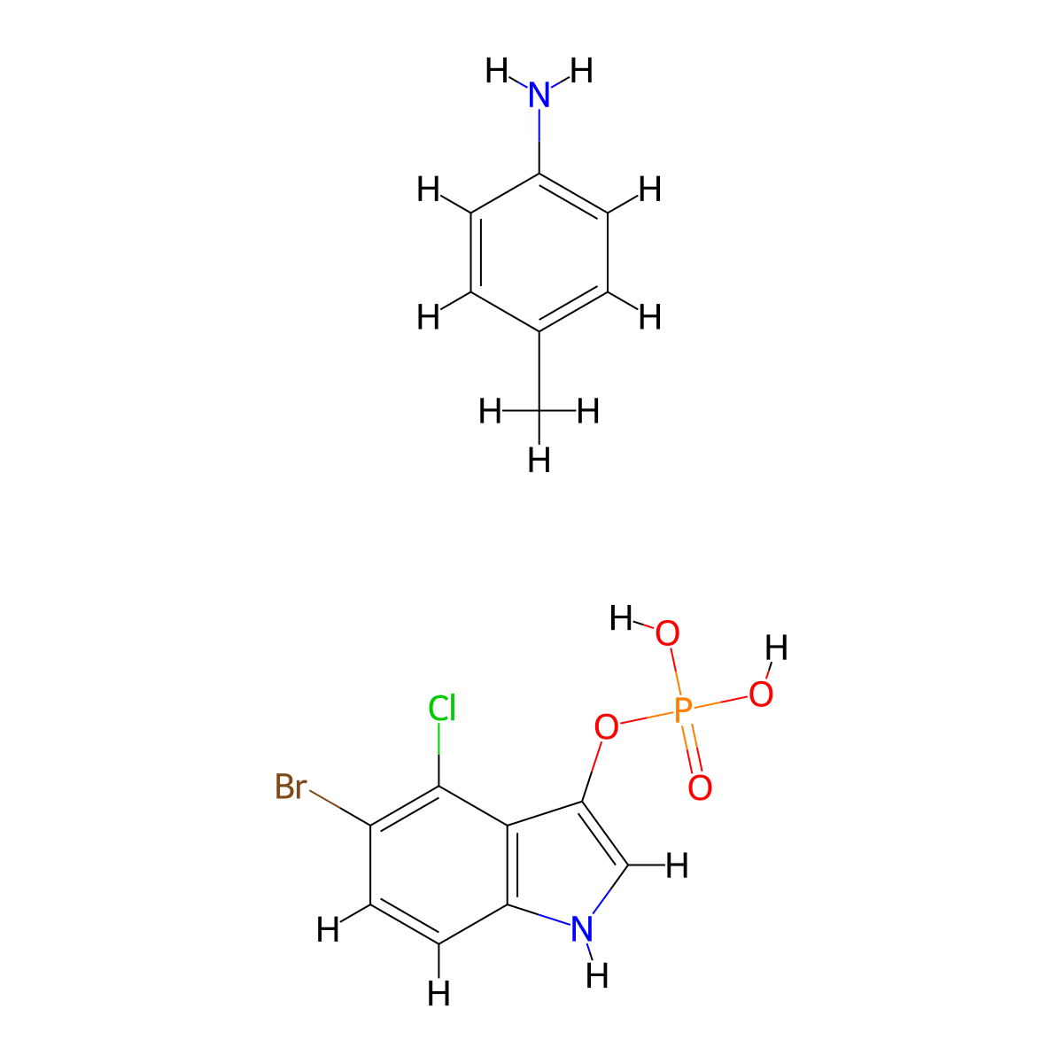 5-bromo-4-chloro-3-indolyl phosphate, p-toluidine salt molecular structure, CAS 6578-06-9