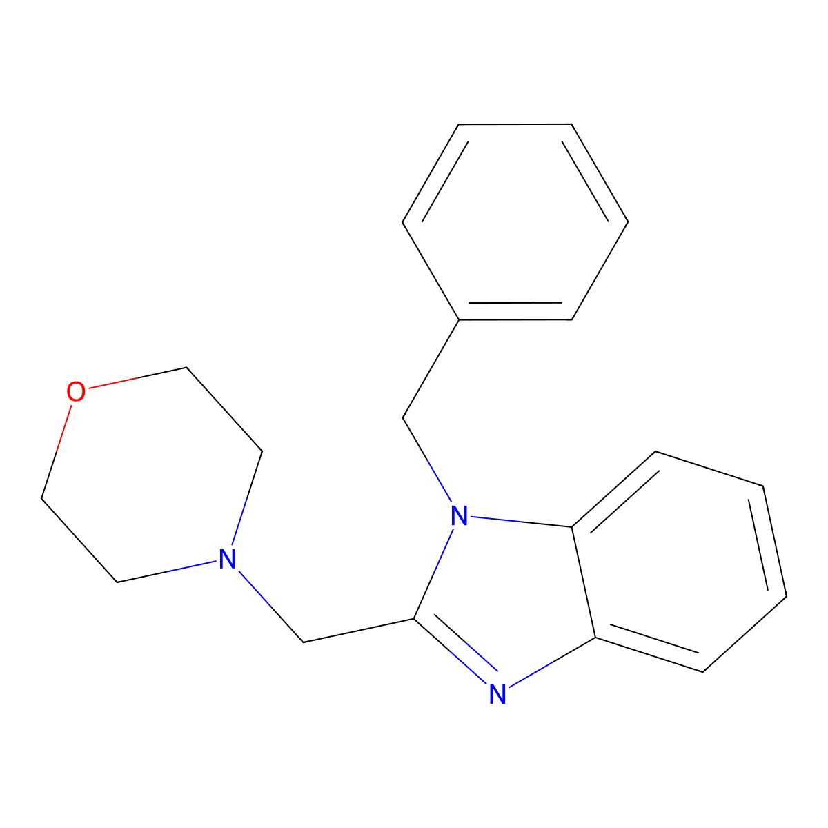 1-benzyl-2-[(morpholin-4-yl)methyl]-1H-1,3-benzodiazole molecular structure, CAS 65780-99-6