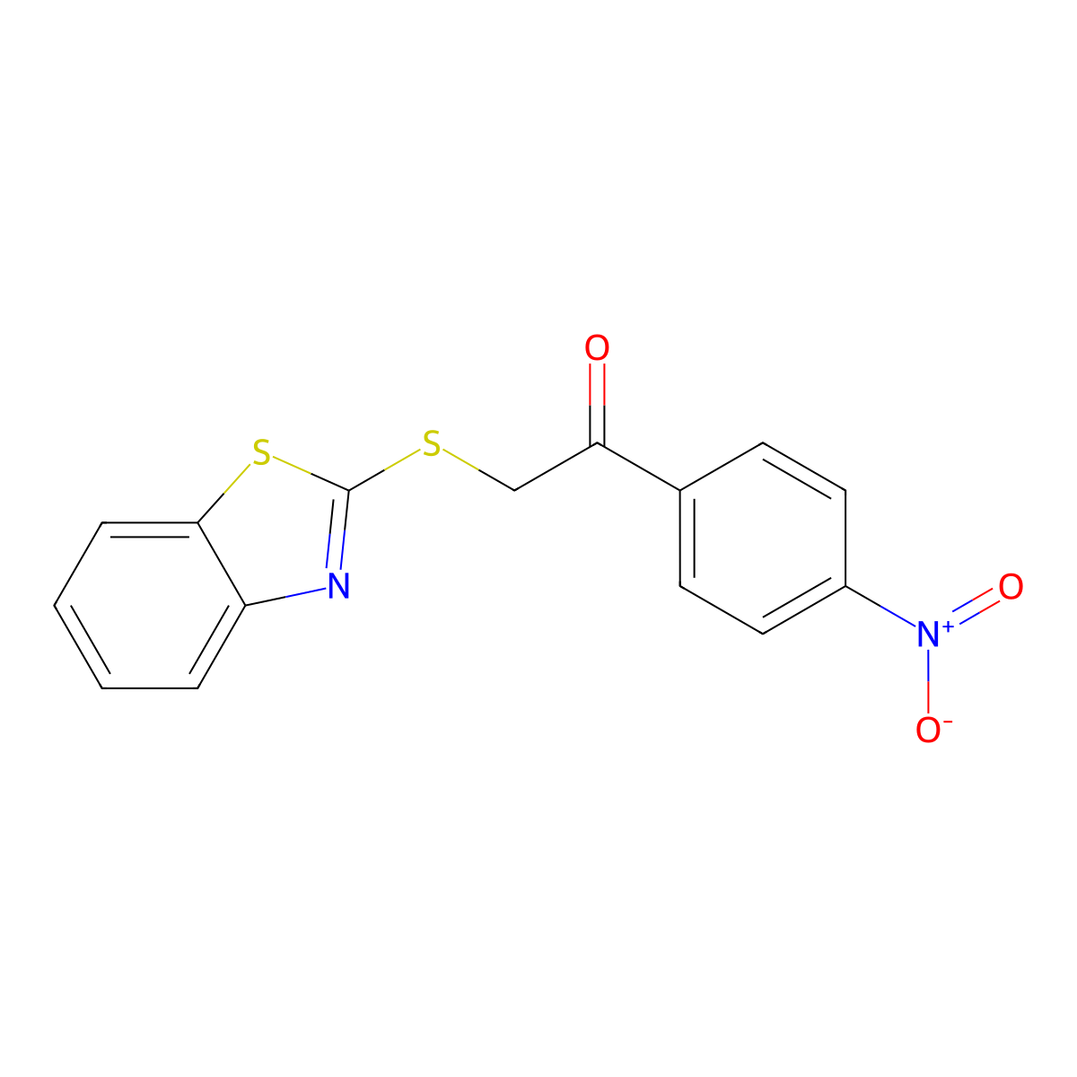 2-(1,3-Benzothiazol-2-ylthio)-1-(4-nitrophenyl)ethanone molecular structure, CAS 65782-57-2