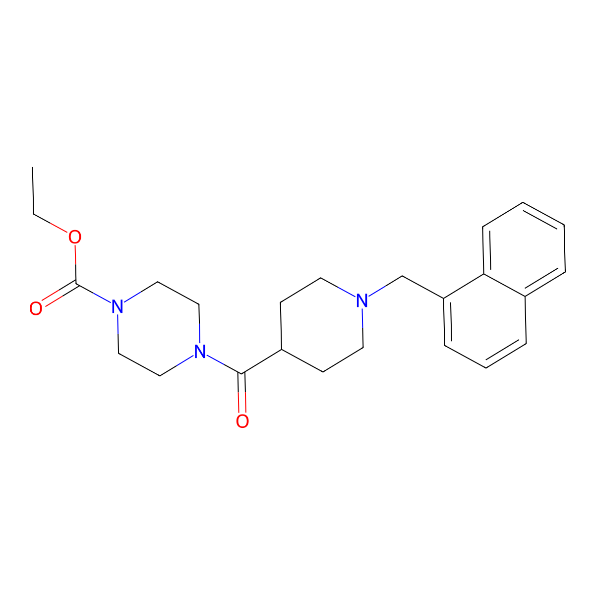 Ethyl 4-[1-(naphthalen-1-ylmethyl)piperidine-4-carbonyl]piperazine-1-carboxylate molecular structure, CAS 6579-01-7