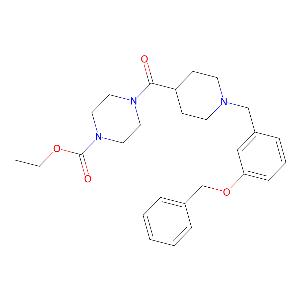 Ethyl 4-[1-[(3-phenylmethoxyphenyl)methyl]piperidine-4-carbonyl]piperazine-1-carboxylate molecular structure, CAS 6579-02-8