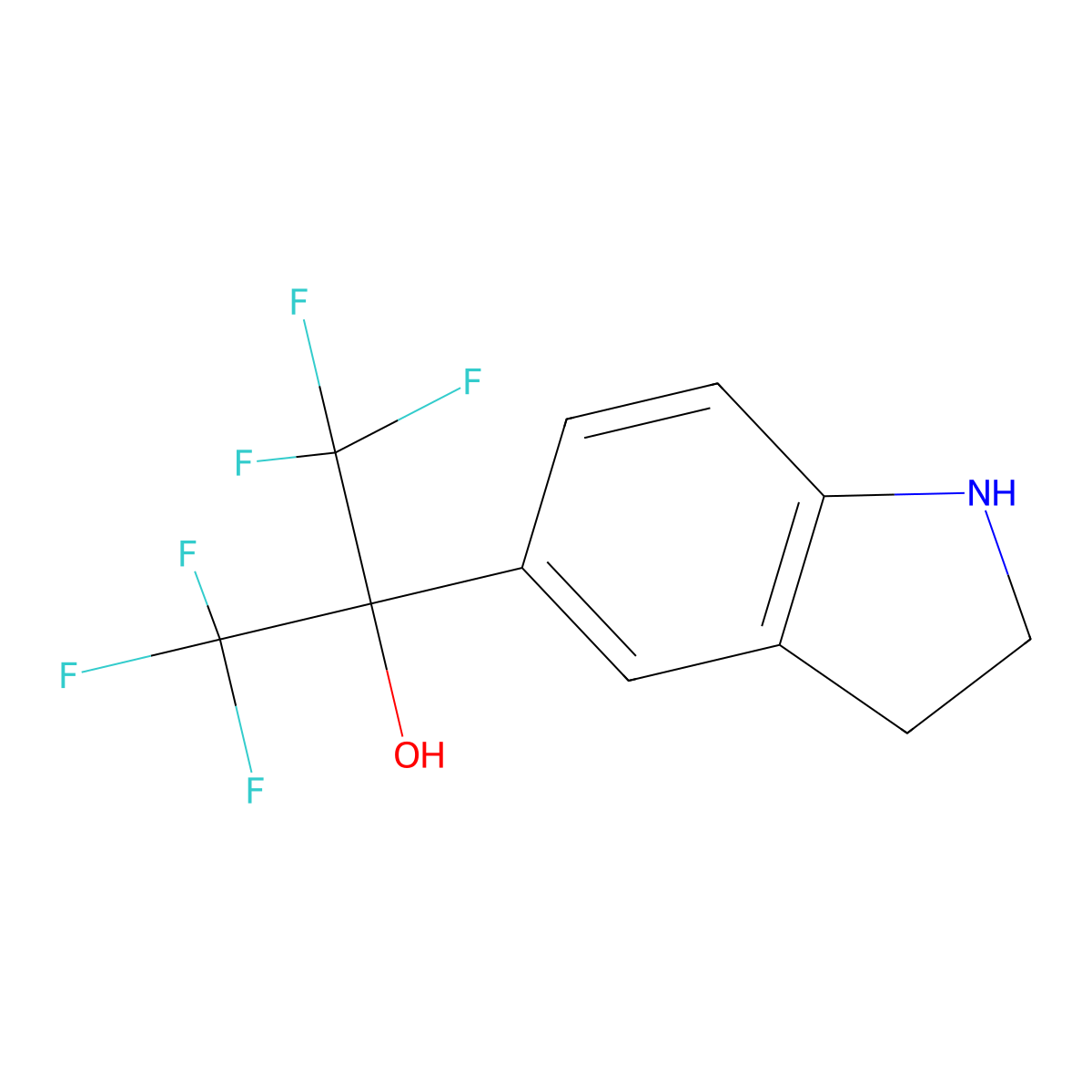 2-(2,3-Dihydro-1H-indol-5-yl)-1,1,1,3,3,3-hexafluoro-propan-2-ol molecular structure, CAS 65797-54-8