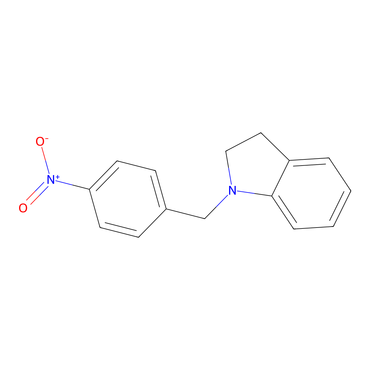 1-[(4-Nitrophenyl)methyl]-2,3-dihydro-1H-indole molecular structure, CAS 65797-55-9