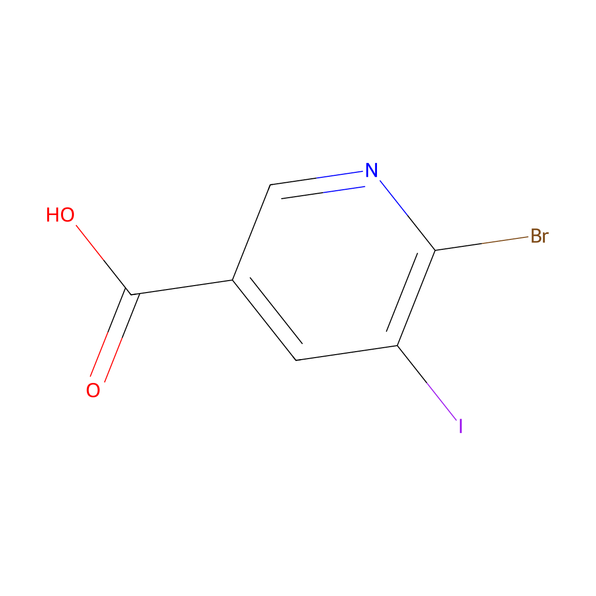 6-Bromo-5-iodonicotinic acid molecular structure, CAS 65799-80-6