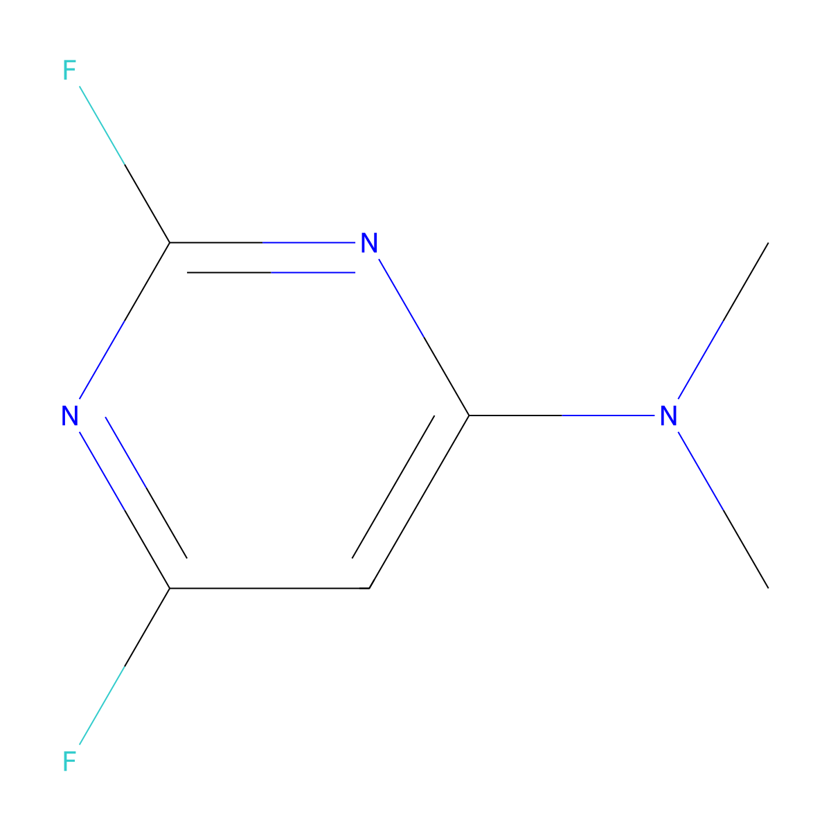 2,6-Difluoro-N,N-dimethyl-4-pyrimidinamine molecular structure, CAS 658-02-6